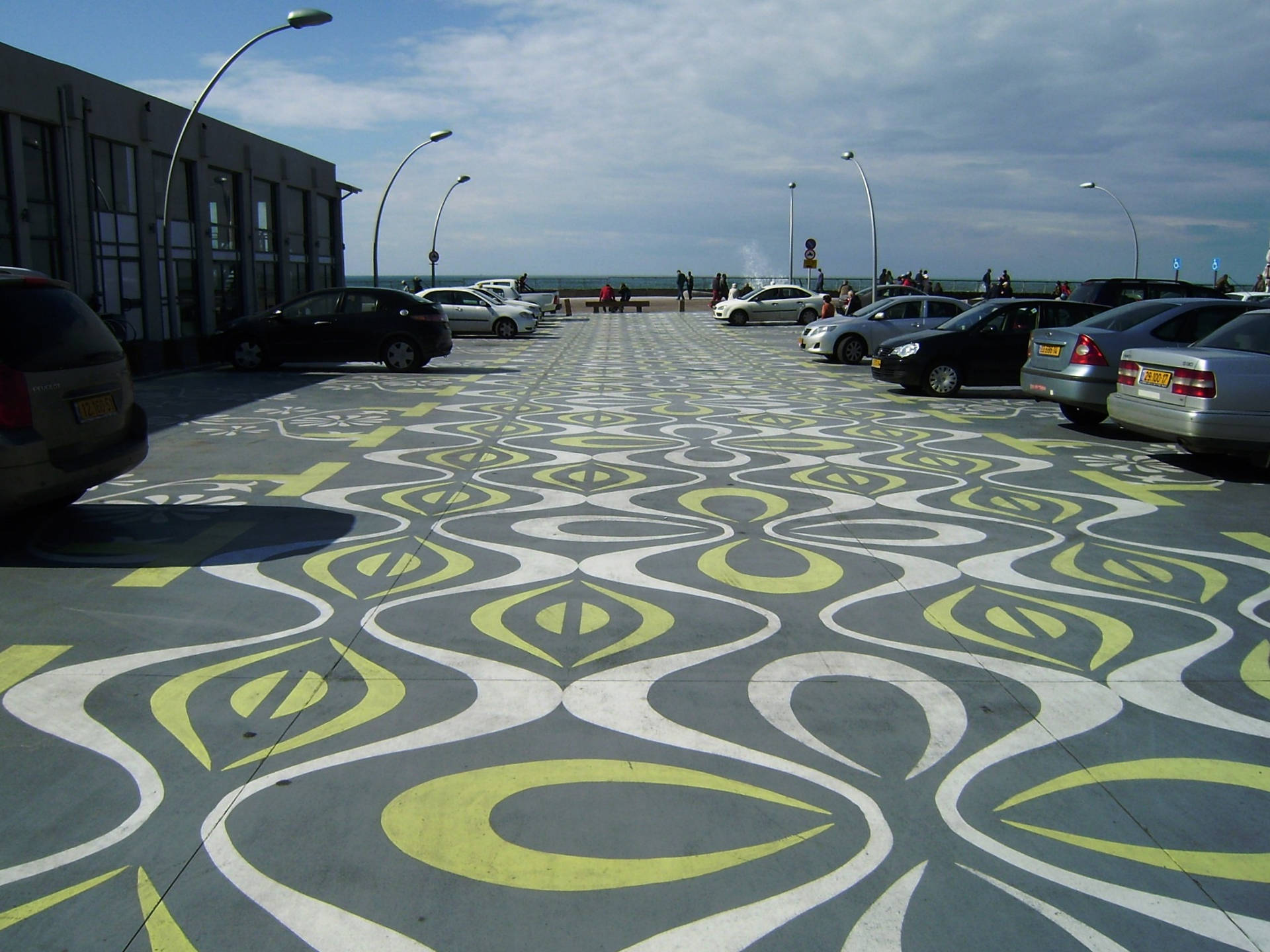 Parking Lot With Floor Designs Background