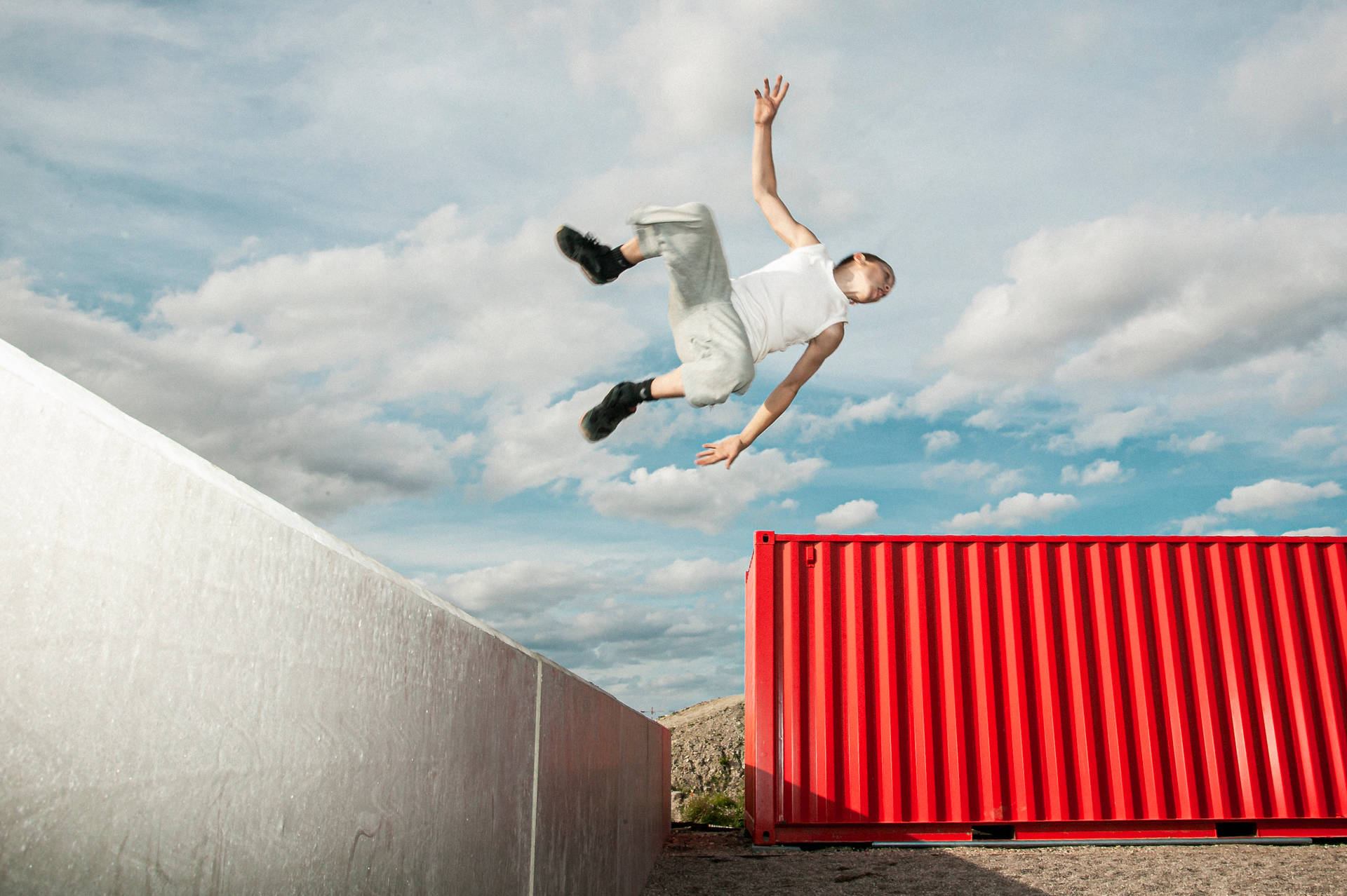 Parkour Jump On Wall Background