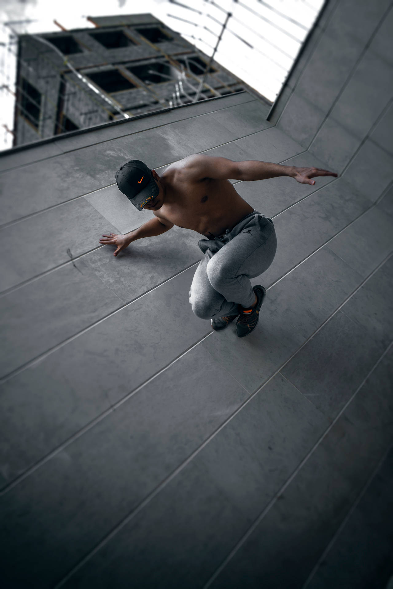 Parkour Man On Concrete Wall