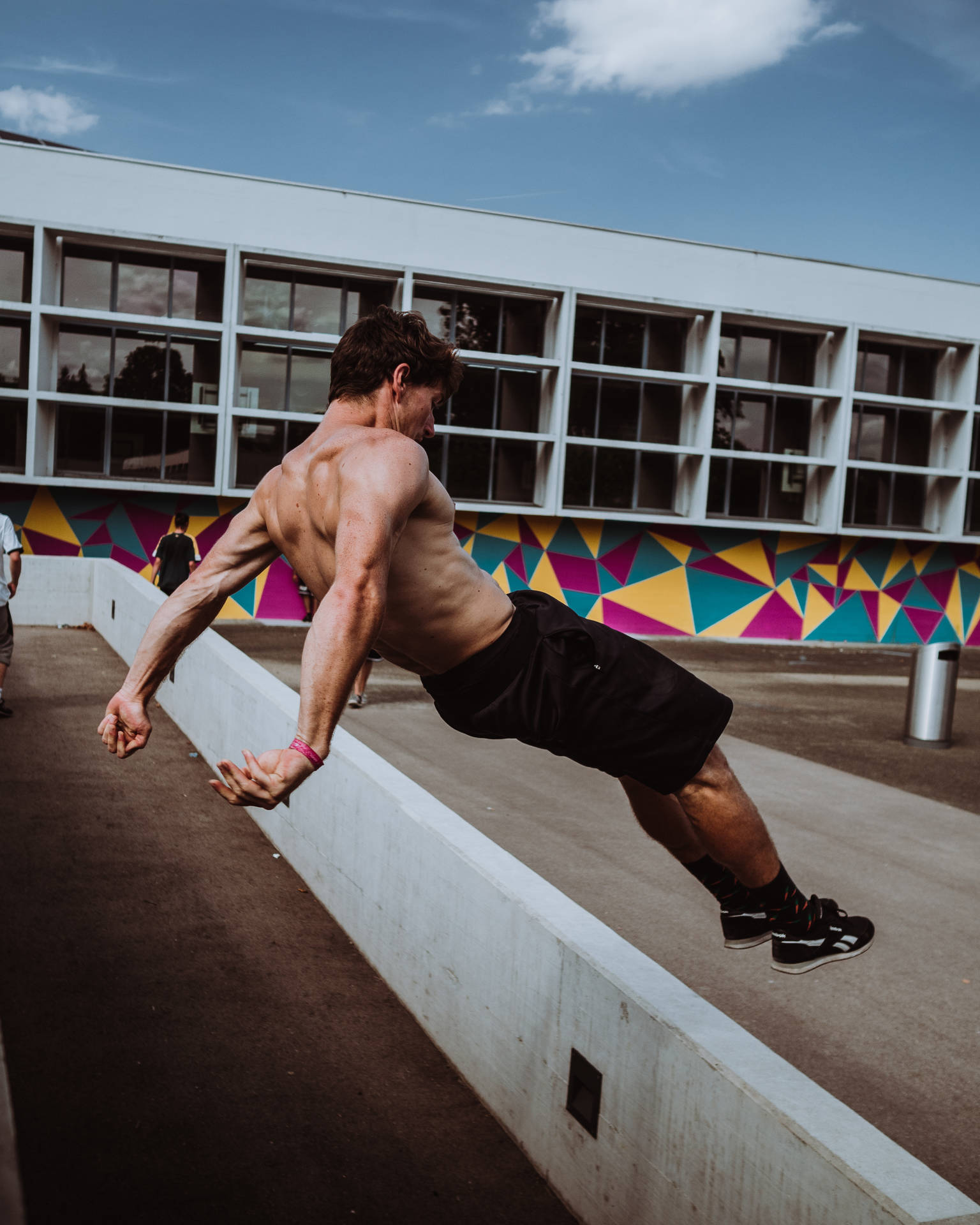 Parkour Man On White Wall Background