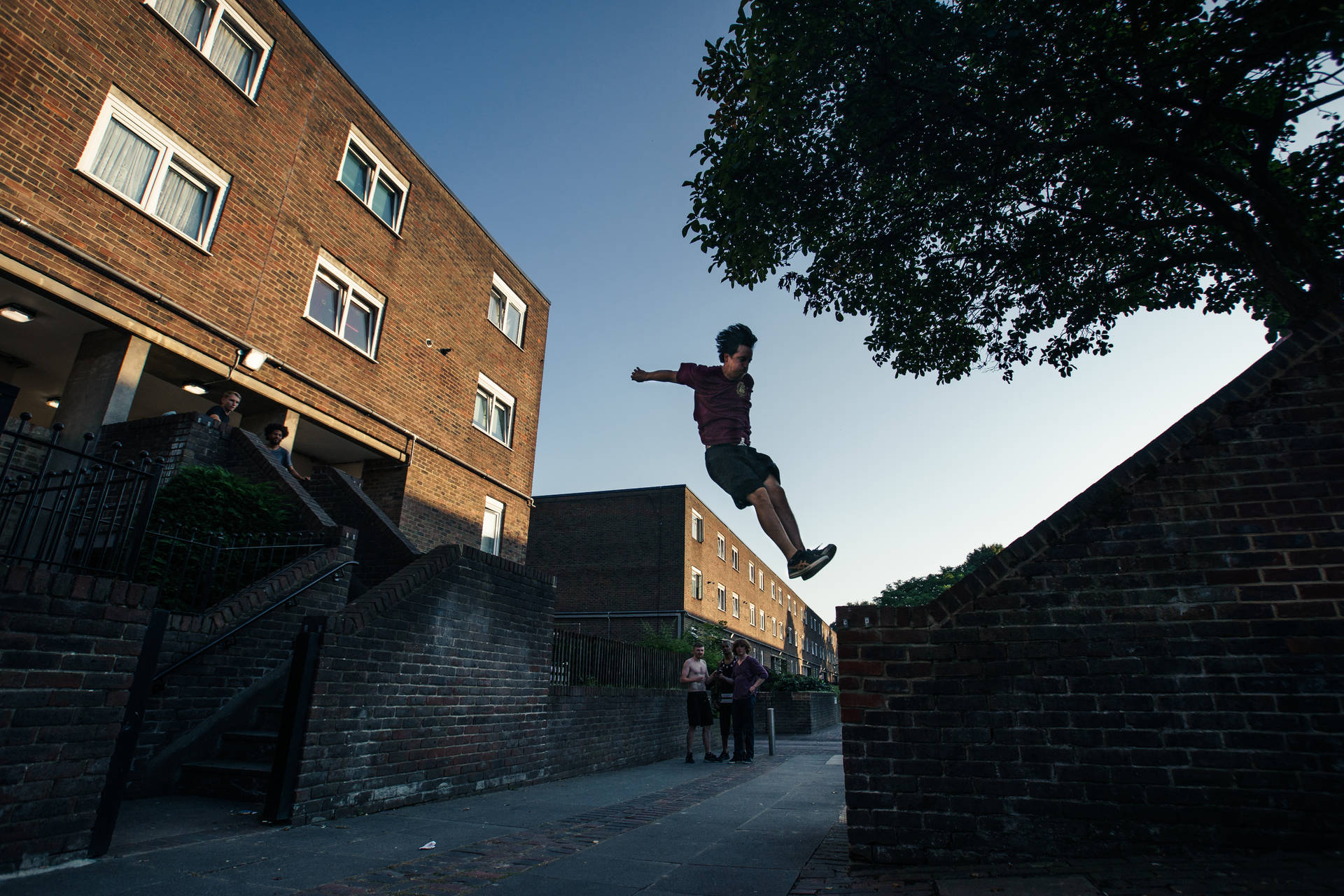 Parkour On Brick Wall Background