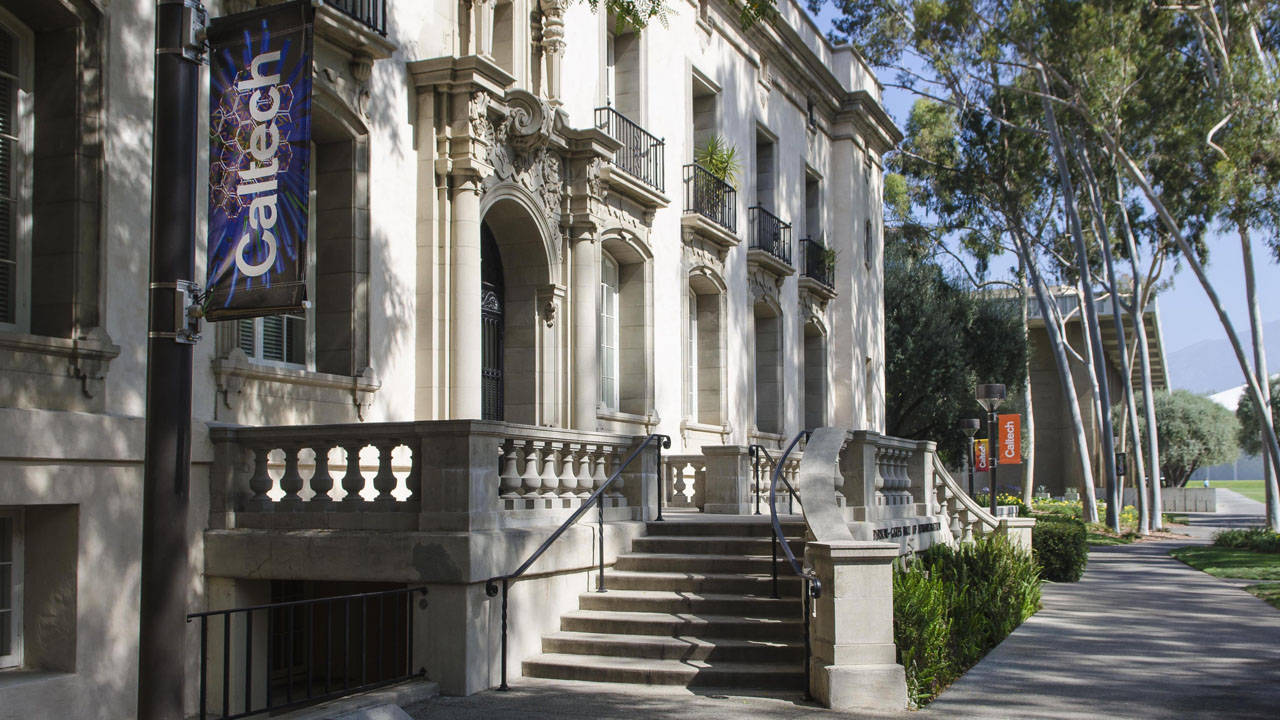 Parsons-gates Hall With Banner Of Caltech