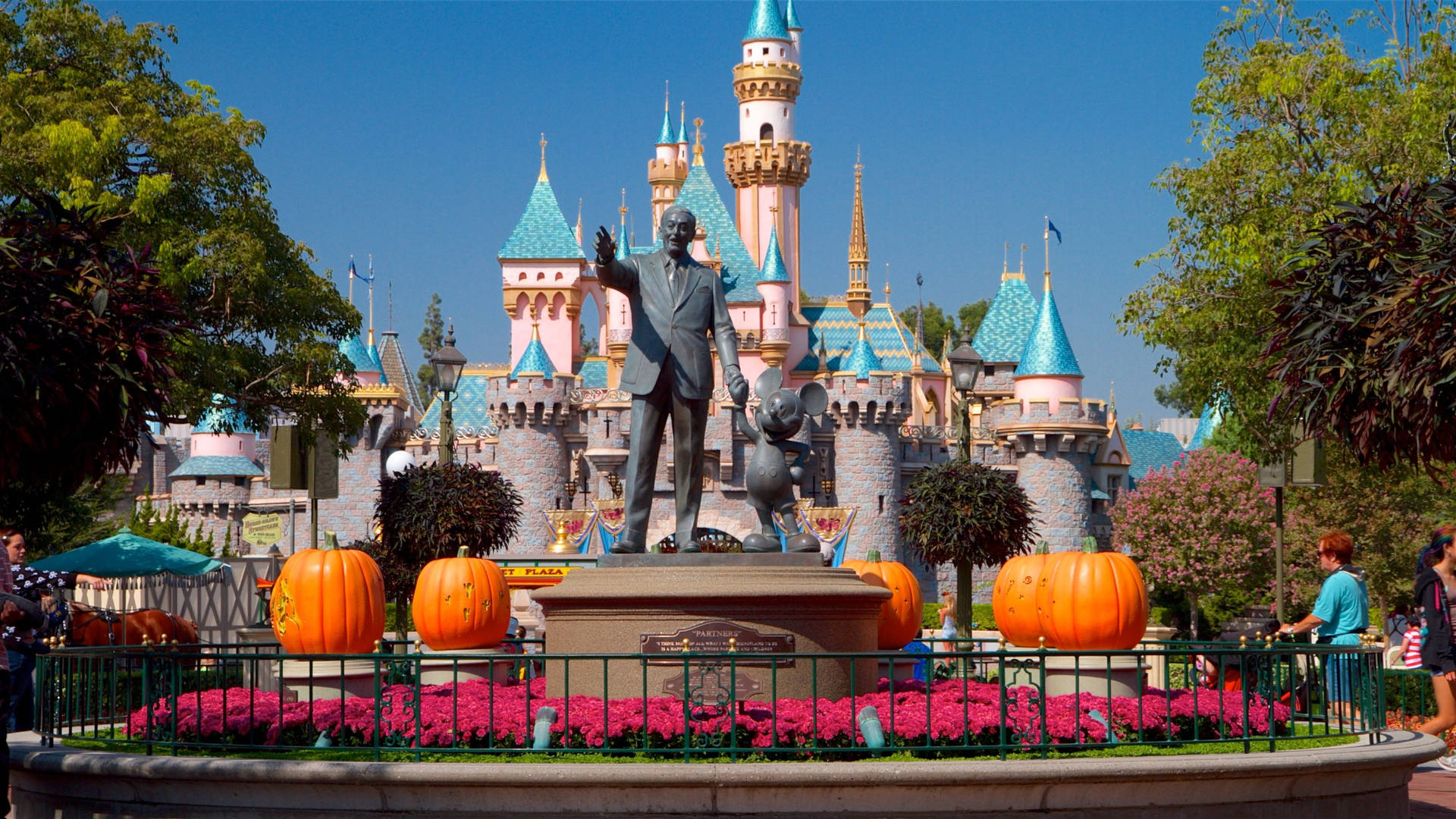 Partners Statue In Anaheim, California Background