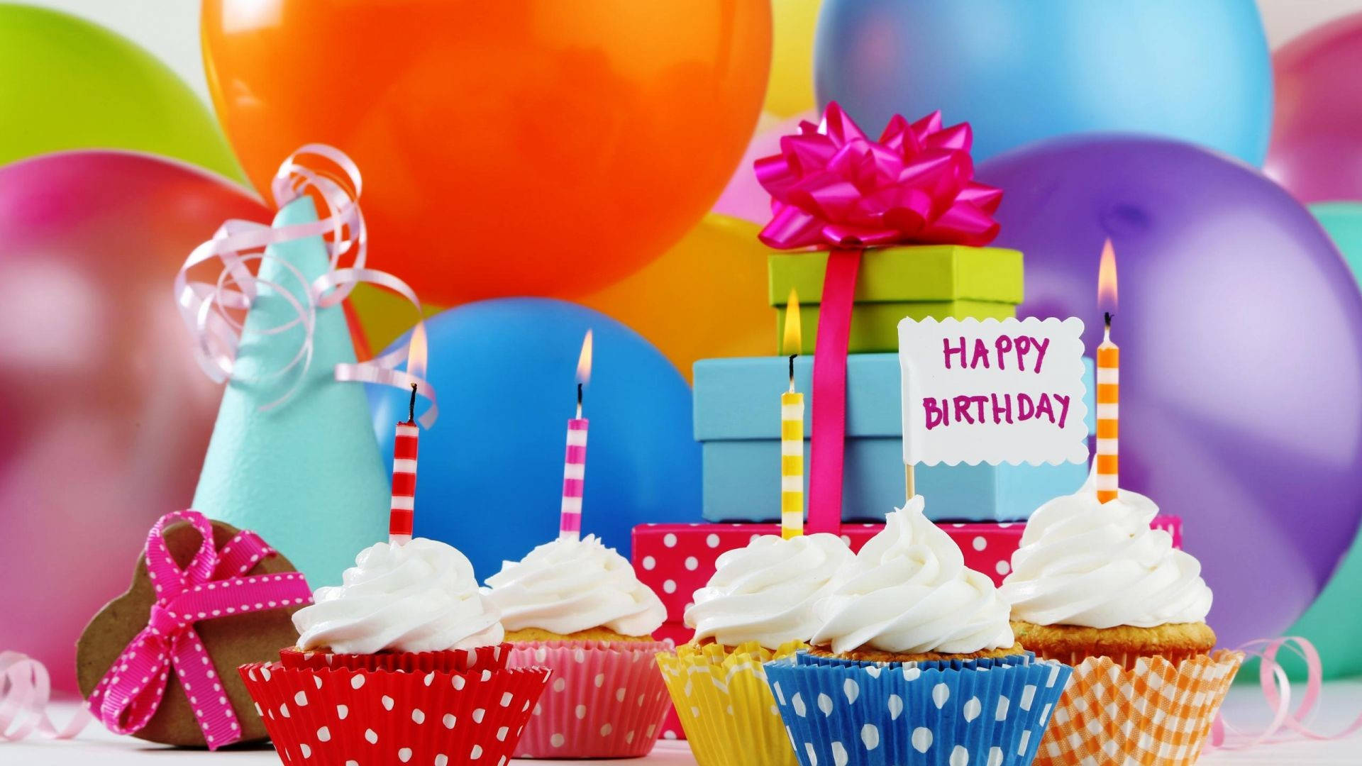 Party Gift Birthday Cake Candles Background