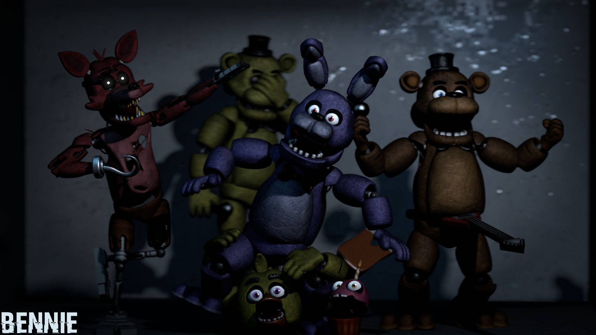 Partying Fnaf Classic Animatronics Background