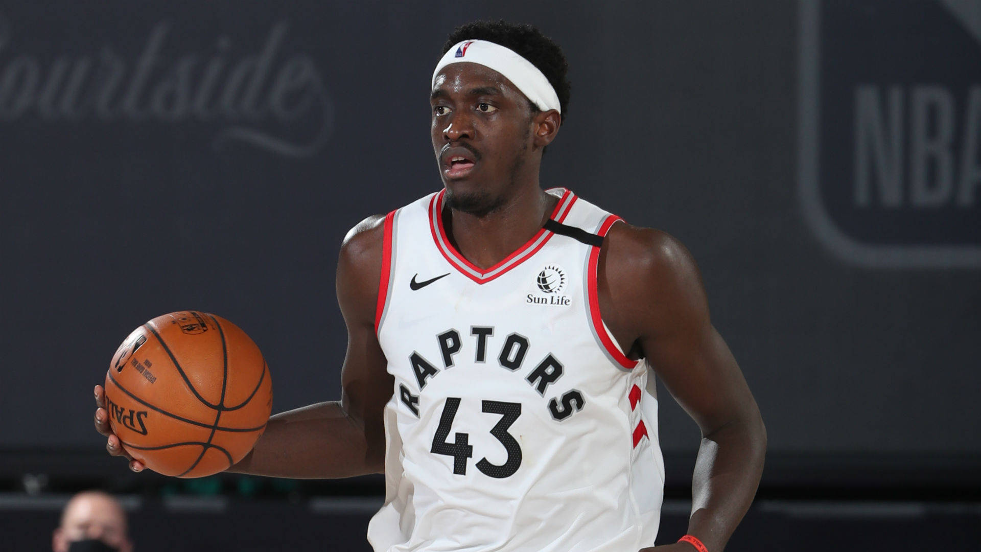 Pascal Siakam In White Jersey Background