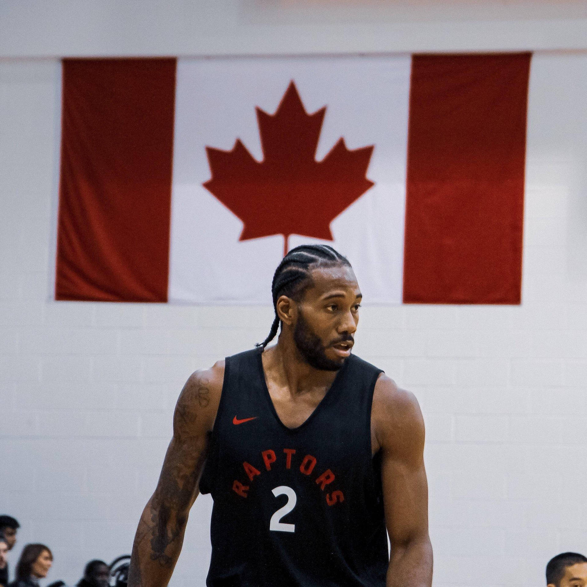 Pascal Siakam With Flag Of Canada Background