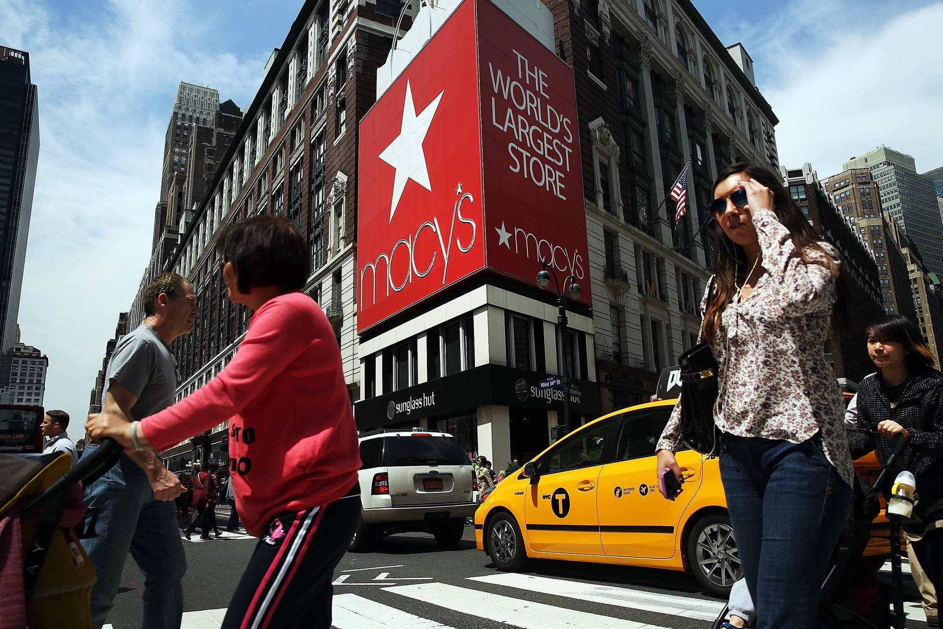 Passersby Outside Macys Background