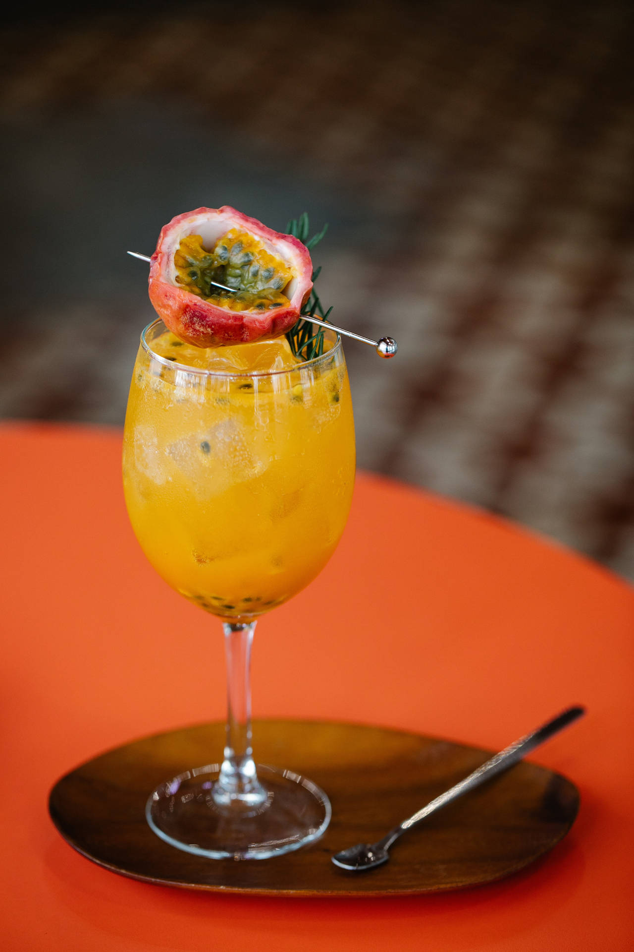 Passion Fruit Cocktail Drink In Wine Glass