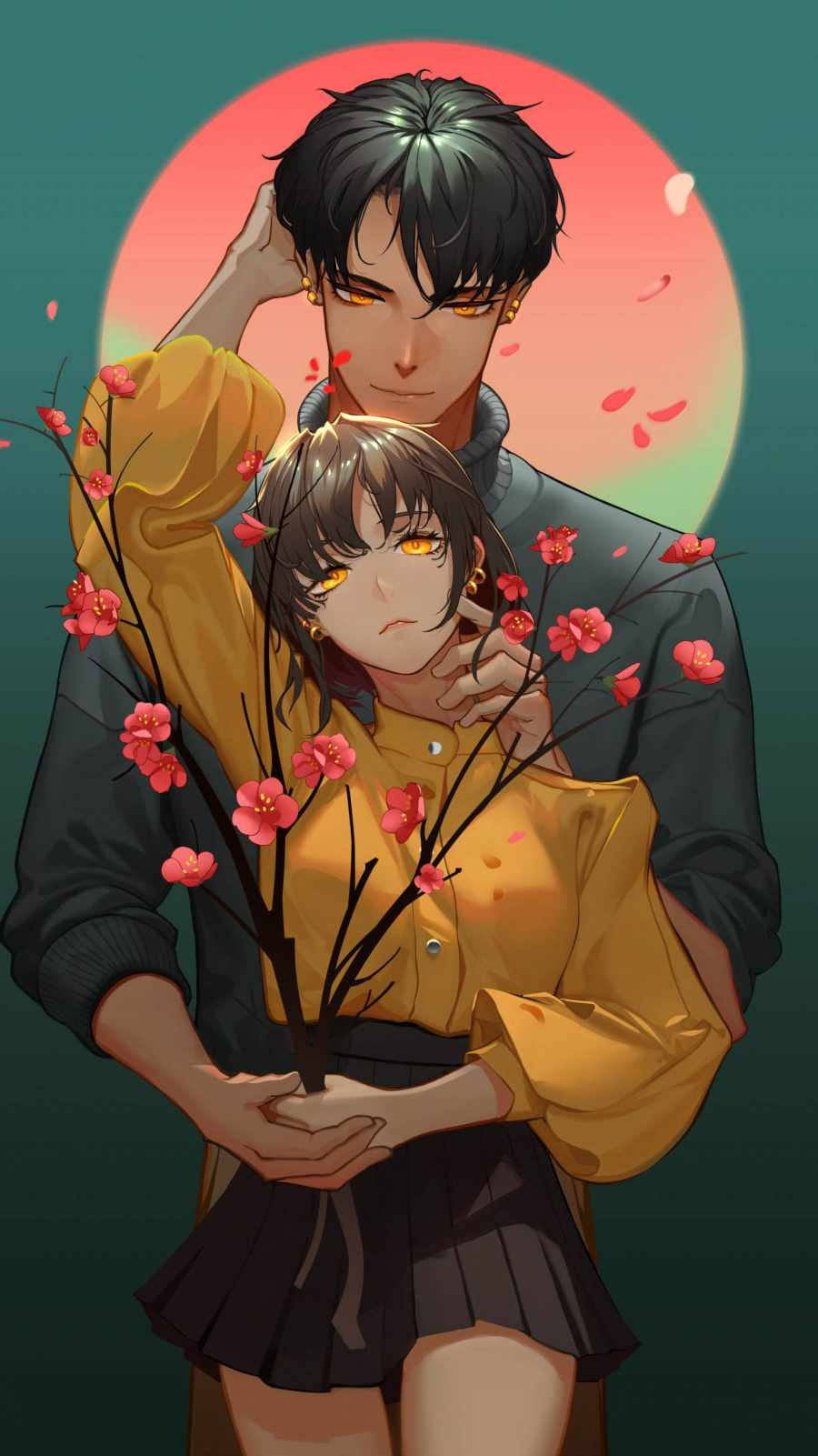 Passionate Aesthetic Anime Couple Background