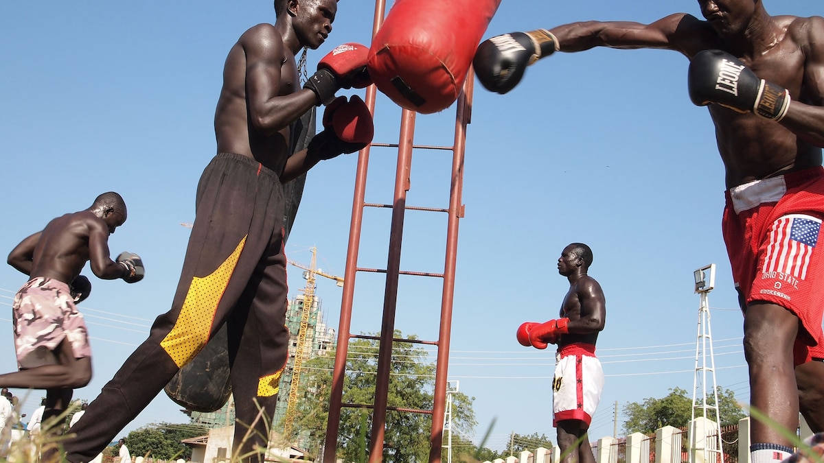 Passionate Boxers Training In South Sudan Background