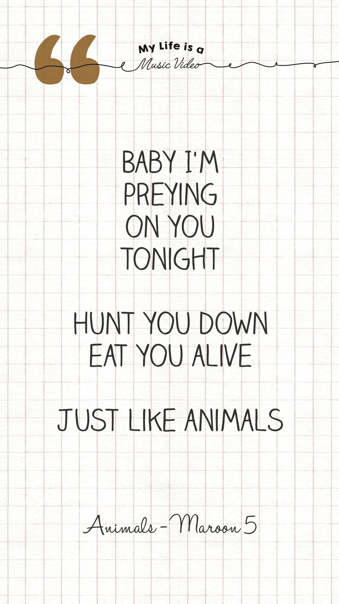Passionate Maroon 5 Band With Animals Lyrics Poster Background