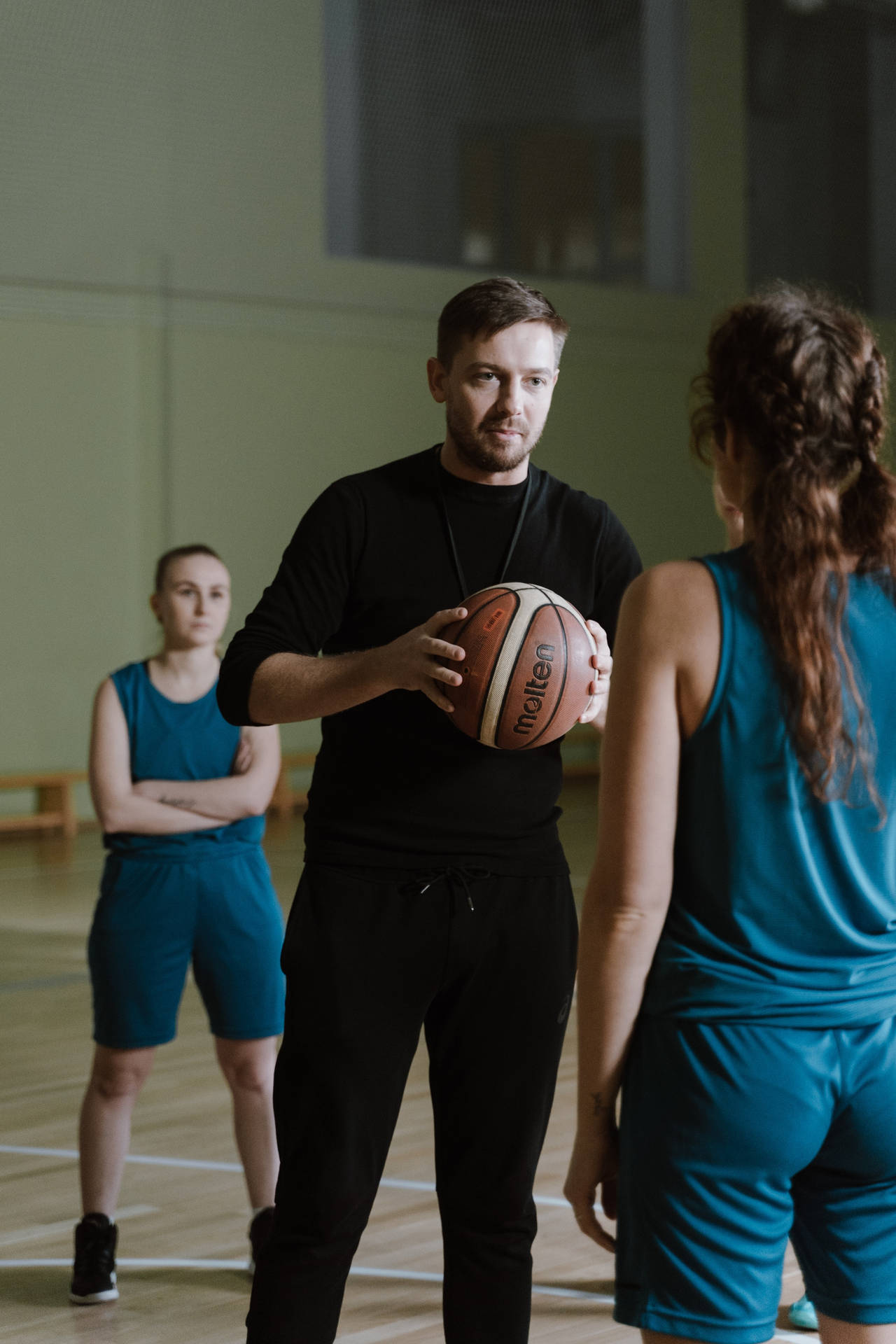 Passionate Netball Coach During Physical Education Class