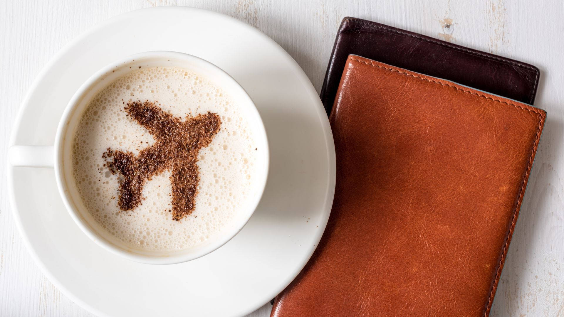 Passport And Cup Of Coffee With Airplane Design Background