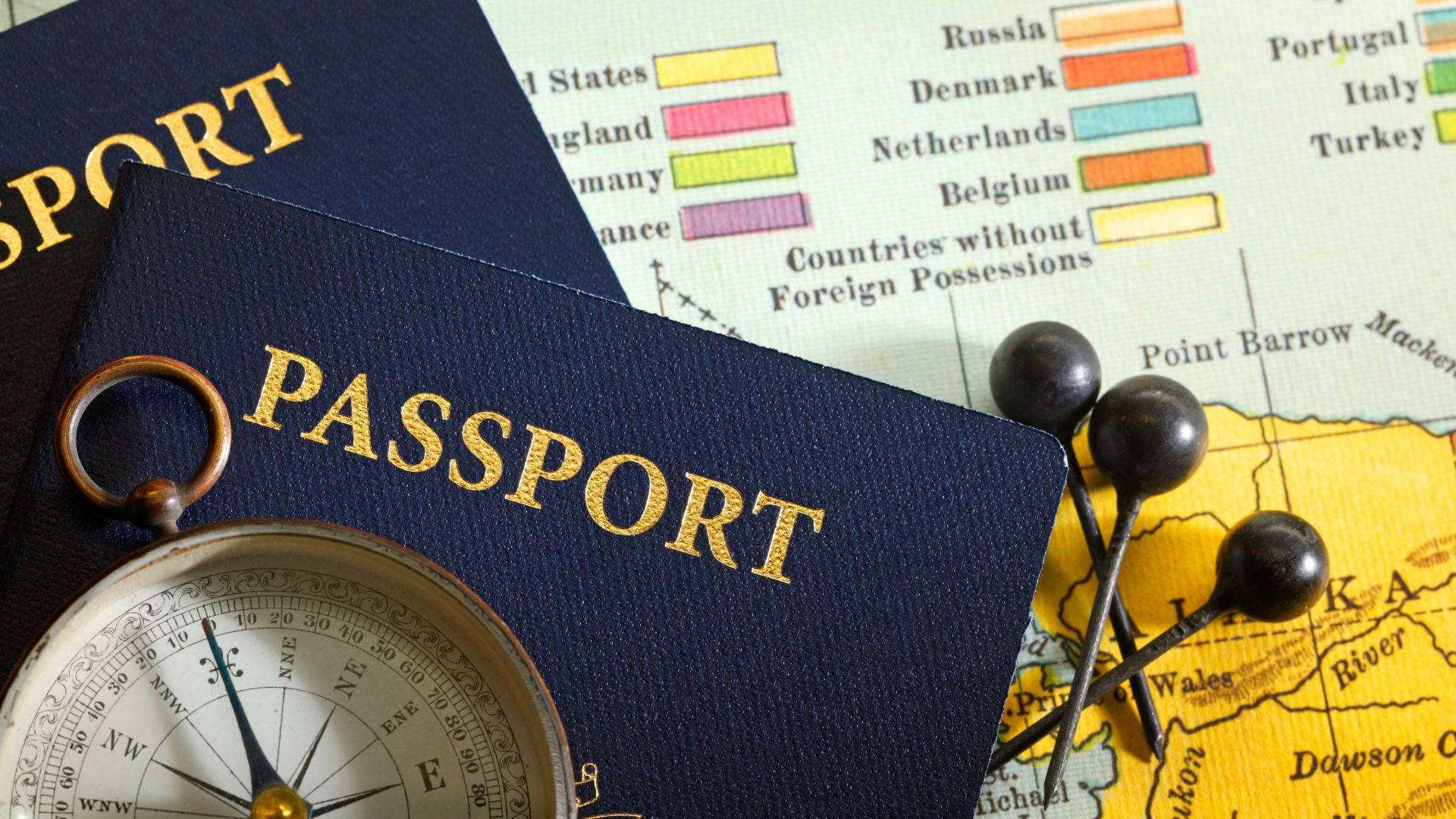 Passport With Compass Background