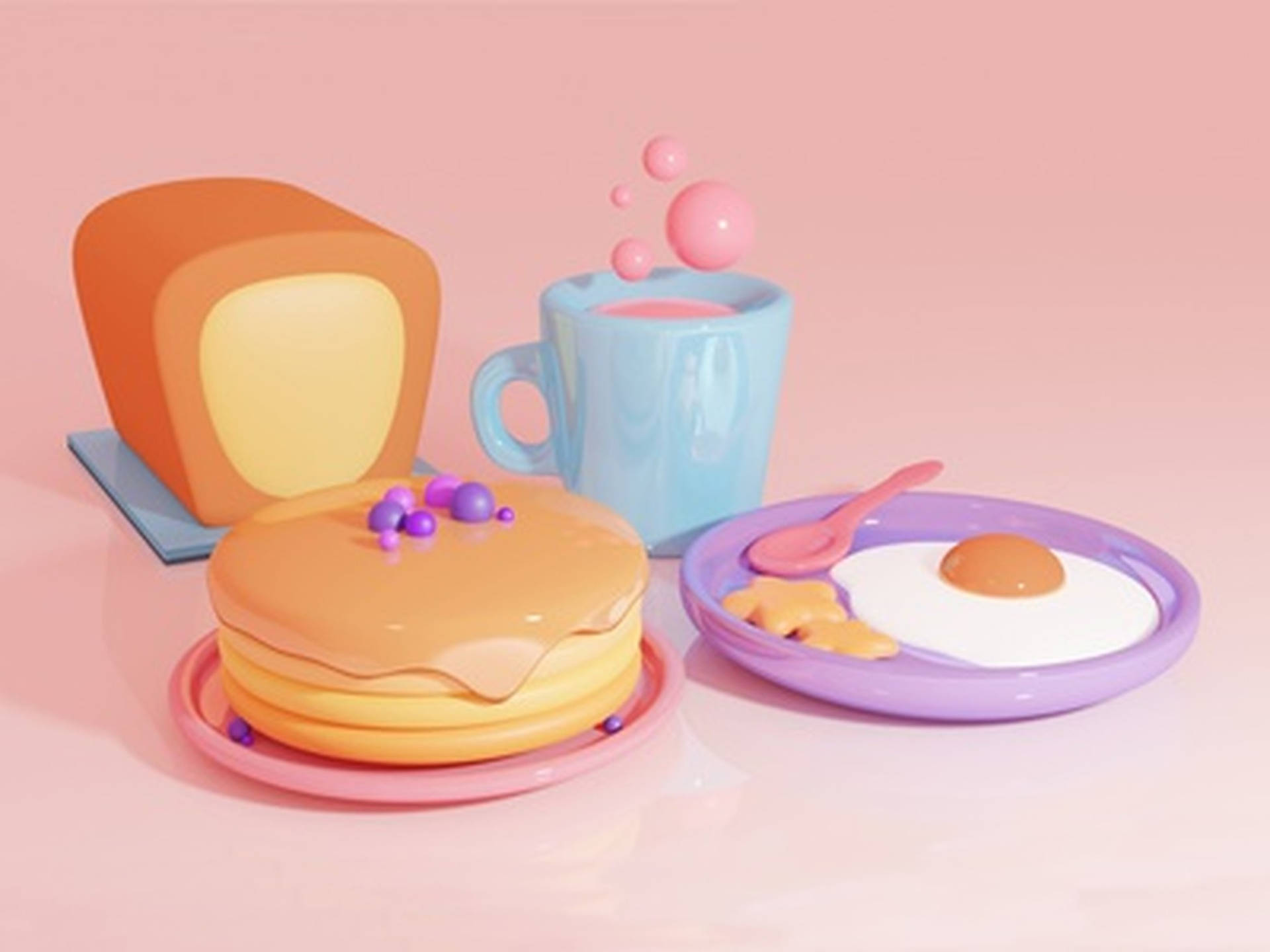 Pastel 3d Breakfast Background