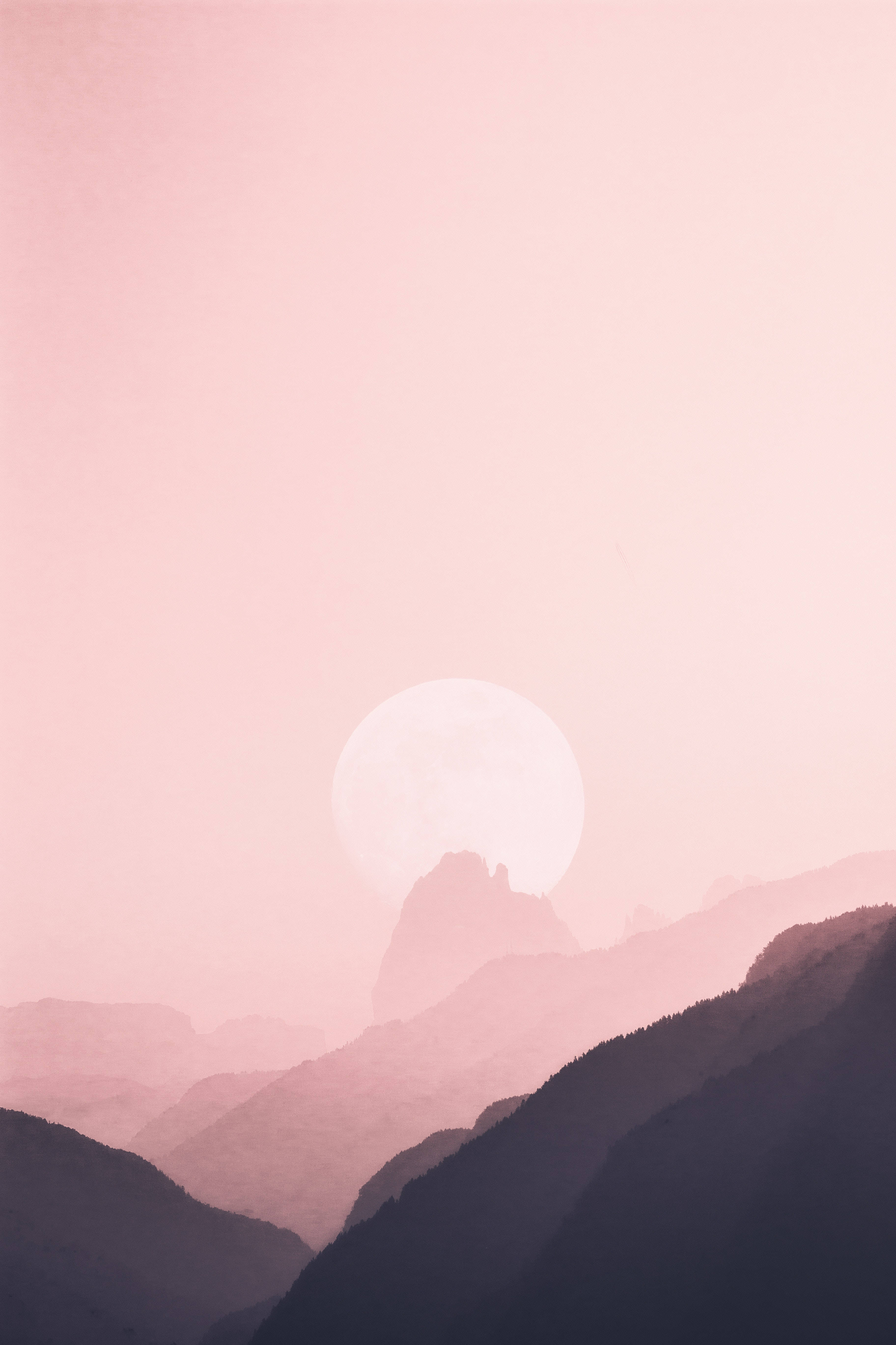 Pastel 4k Pink Moon Background