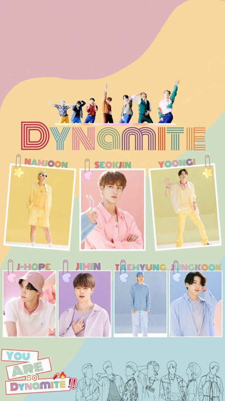 Pastel Aesthetic Bts Dynamite Collage Background