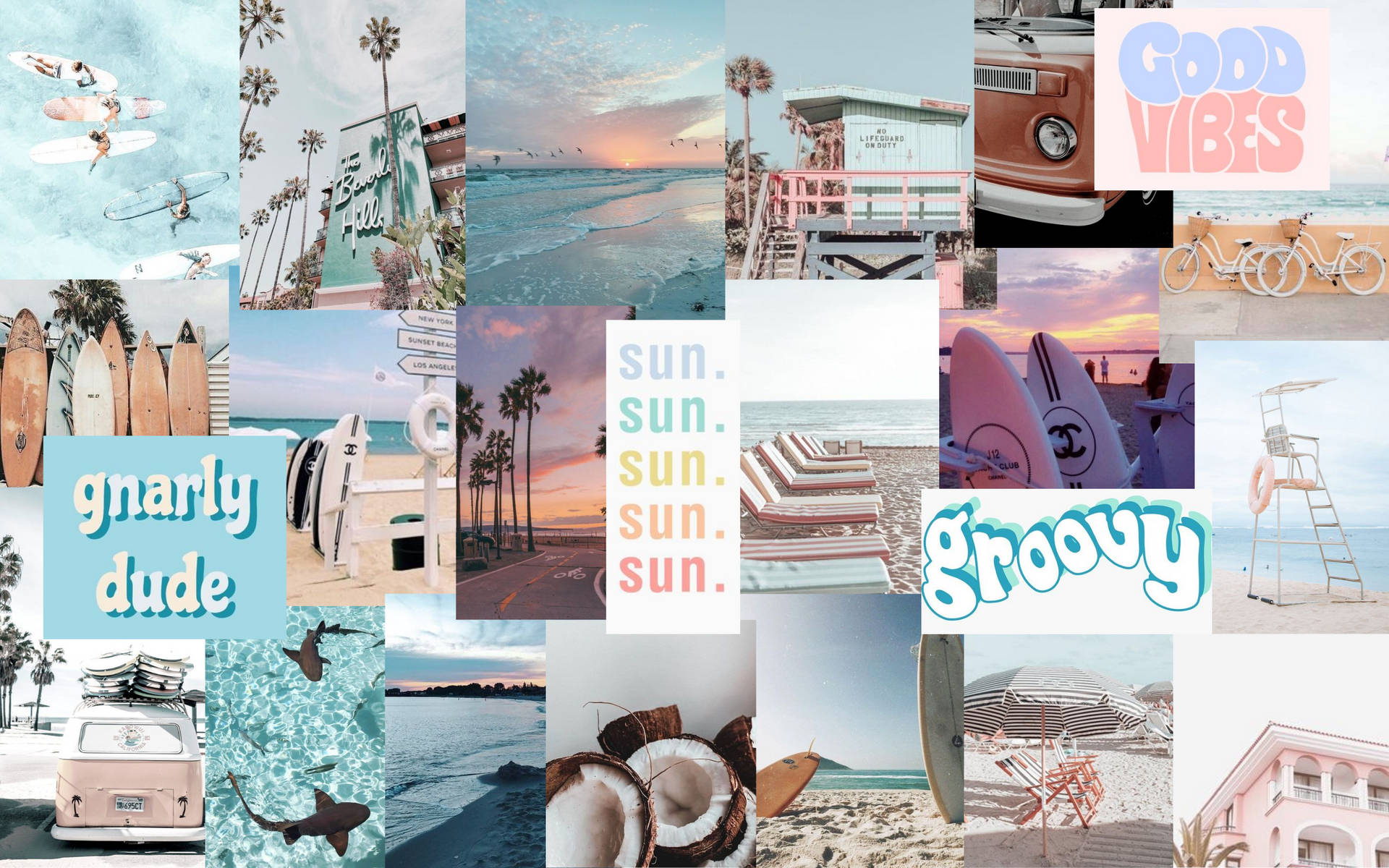Pastel Aesthetic Summer Collage Background