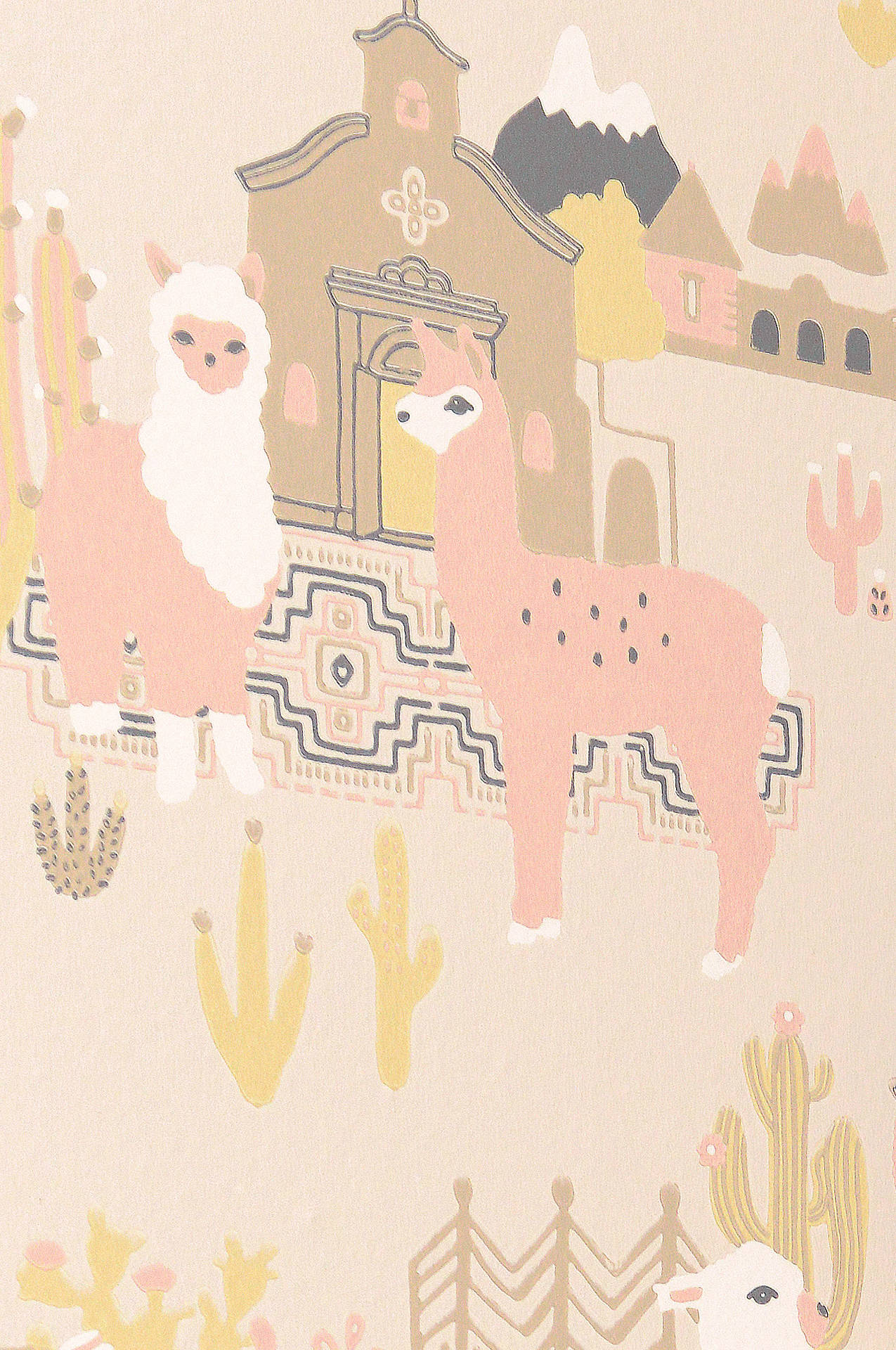 Pastel Beige Llamas Background