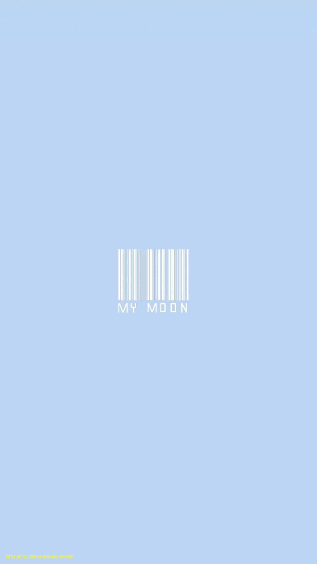 Pastel Blue Aesthetic Bar Code Moon Background