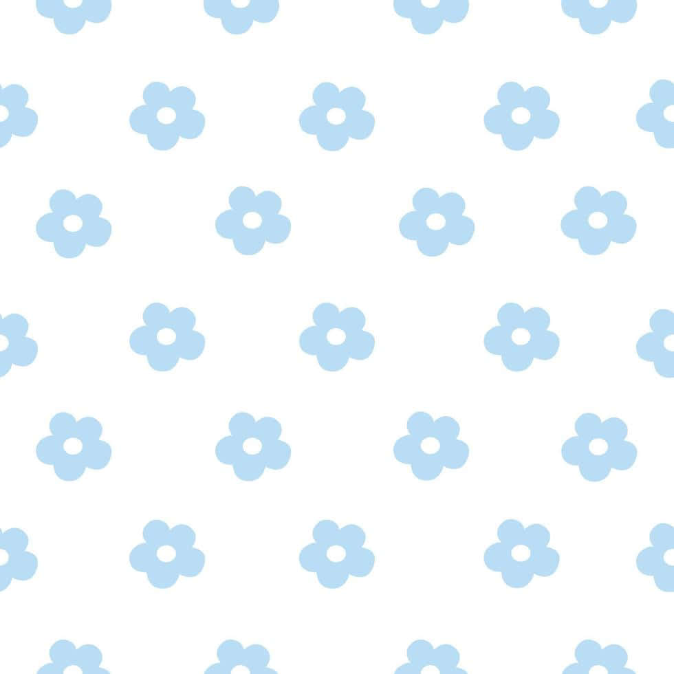 Pastel Blue Aesthetic Floral Pattern Background
