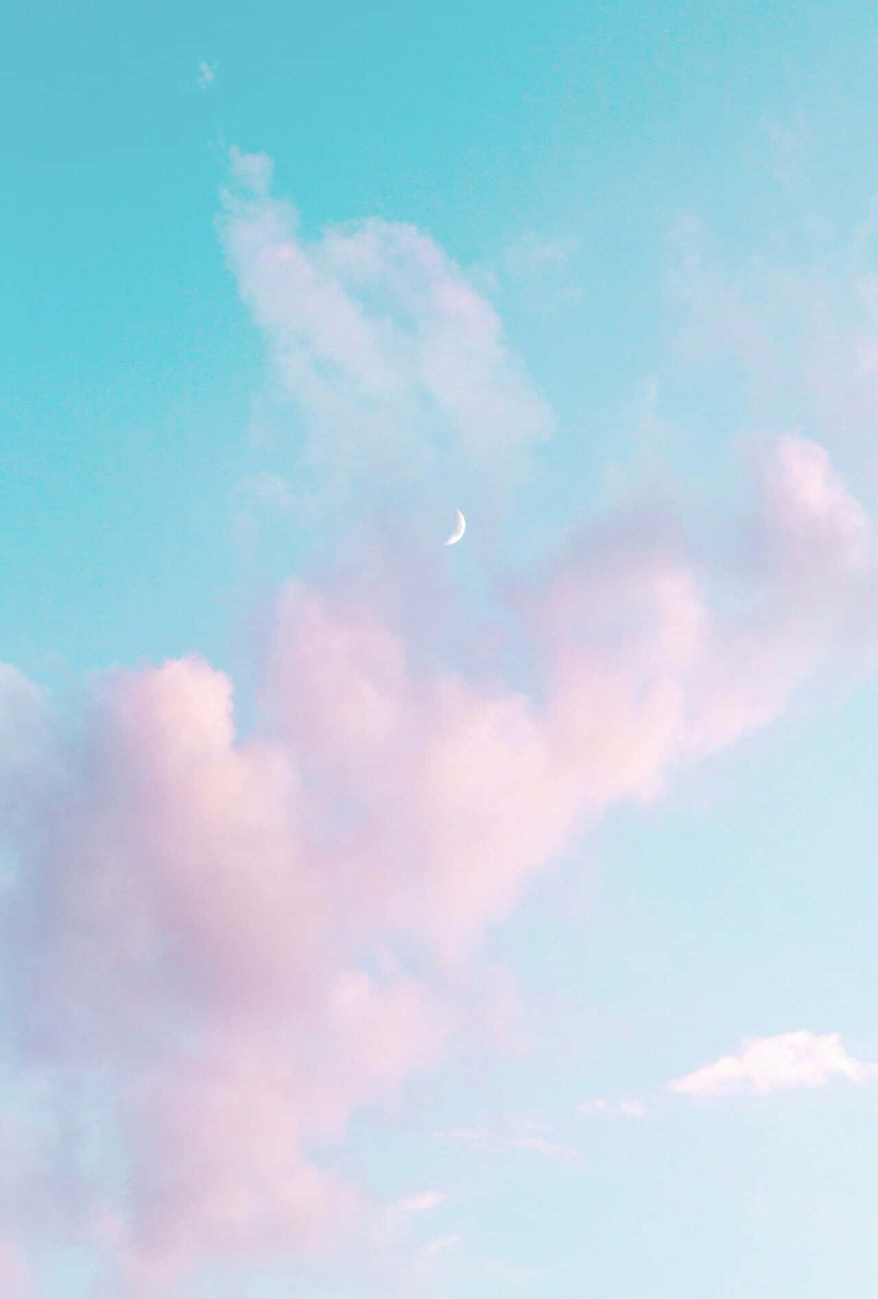 Pastel Blue Aesthetic Pink Clouds Background