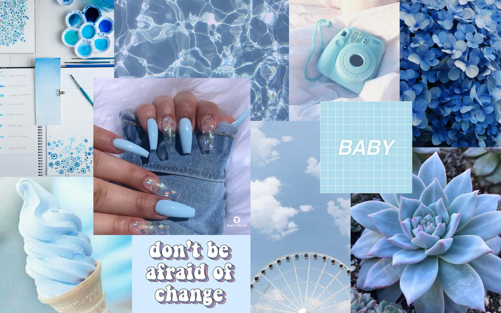 Pastel Blue Aesthetic Tumblr Photo Collage