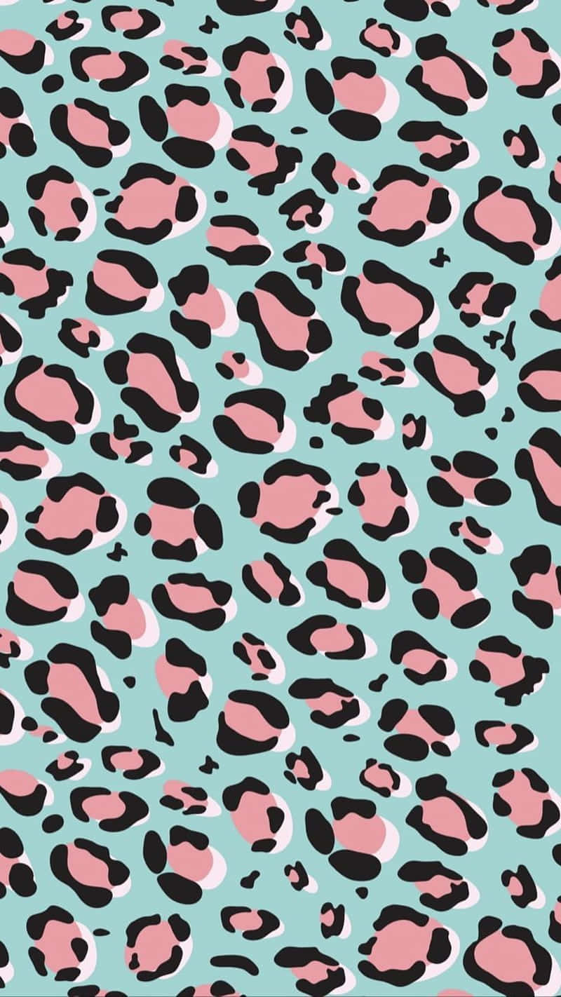 Pastel Blue And Pink Cute Cheetah Print Background