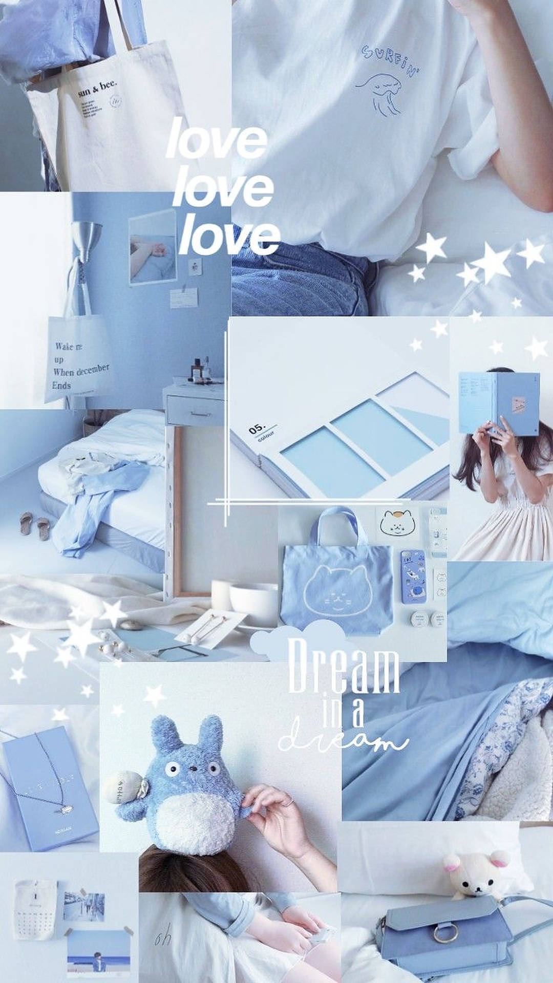 Pastel Blue And White Collage Background Background