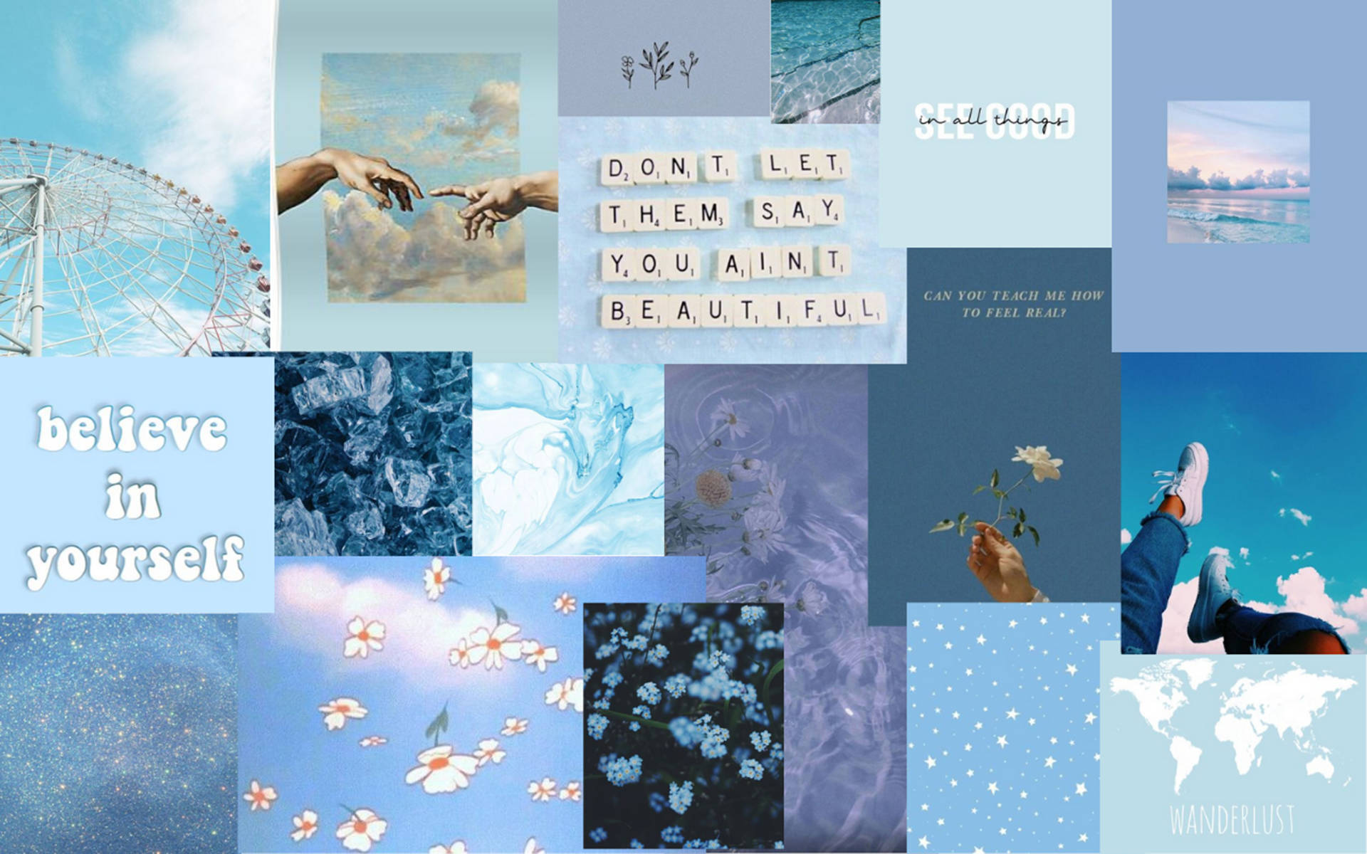 Pastel Blue Art And Quotes Background