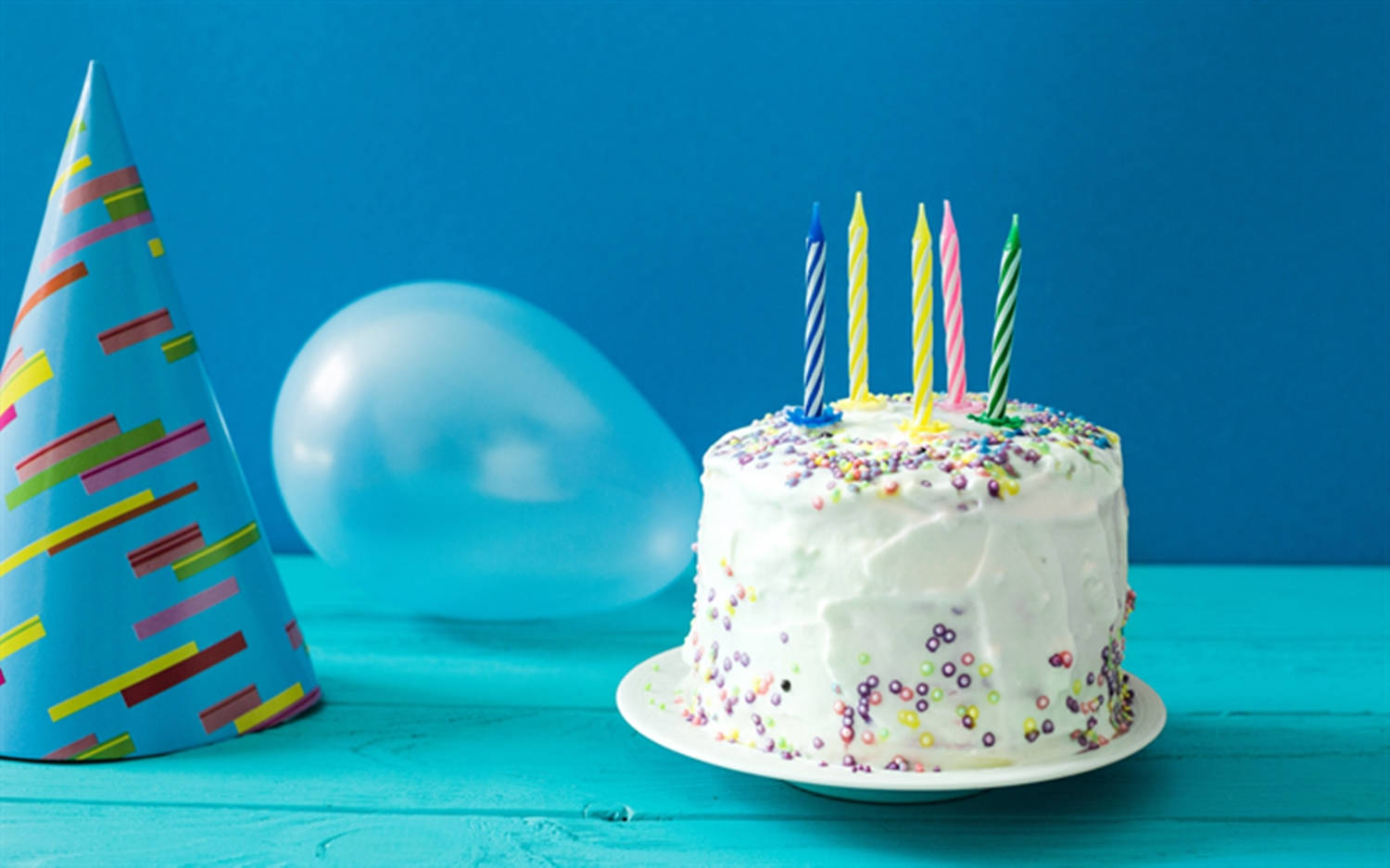 Pastel Blue Birthday Cake Candles Background