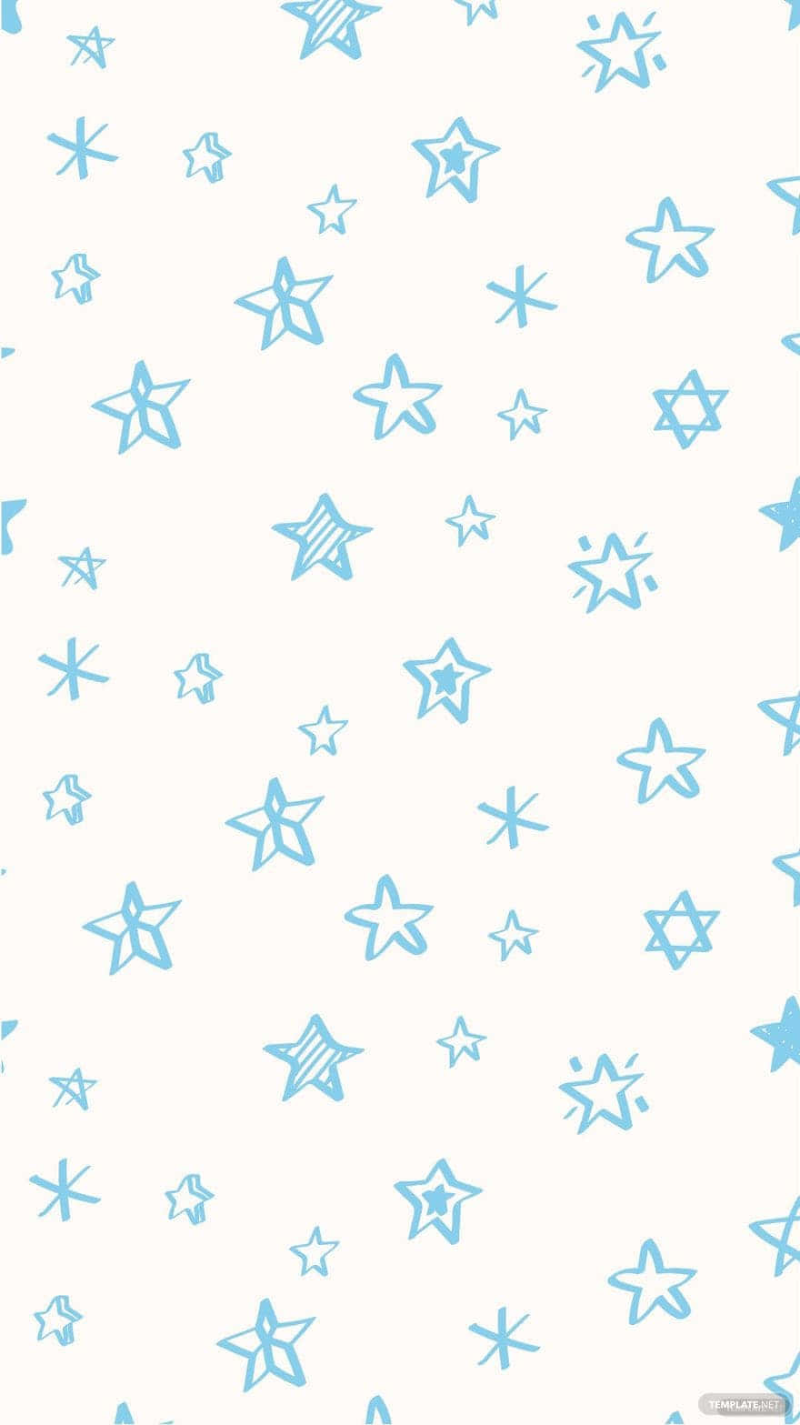 Pastel Blue Solid Stars Pattern