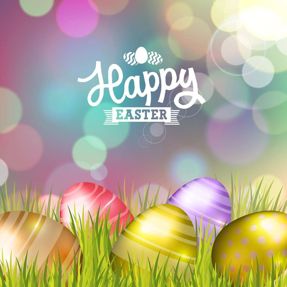 Pastel Bokeh Happy Easter Eggs Poster Background