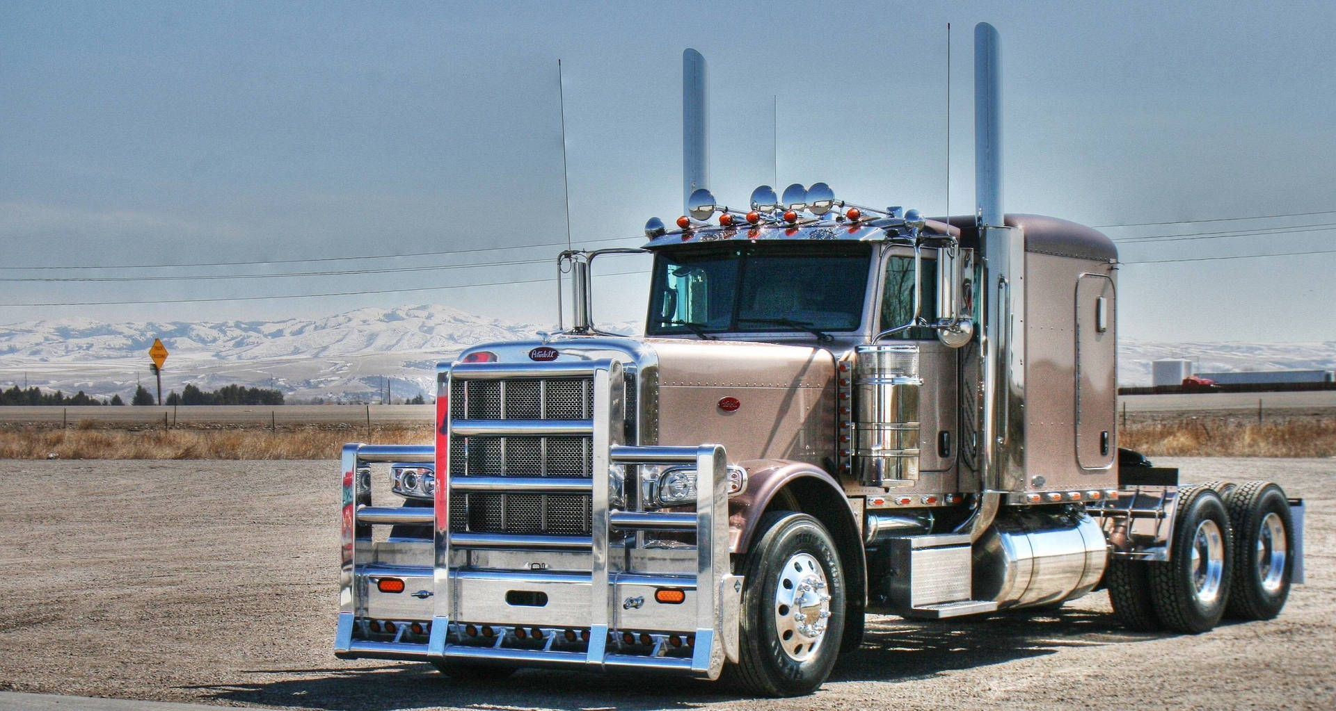 Pastel Brown Peterbilt Truck Background