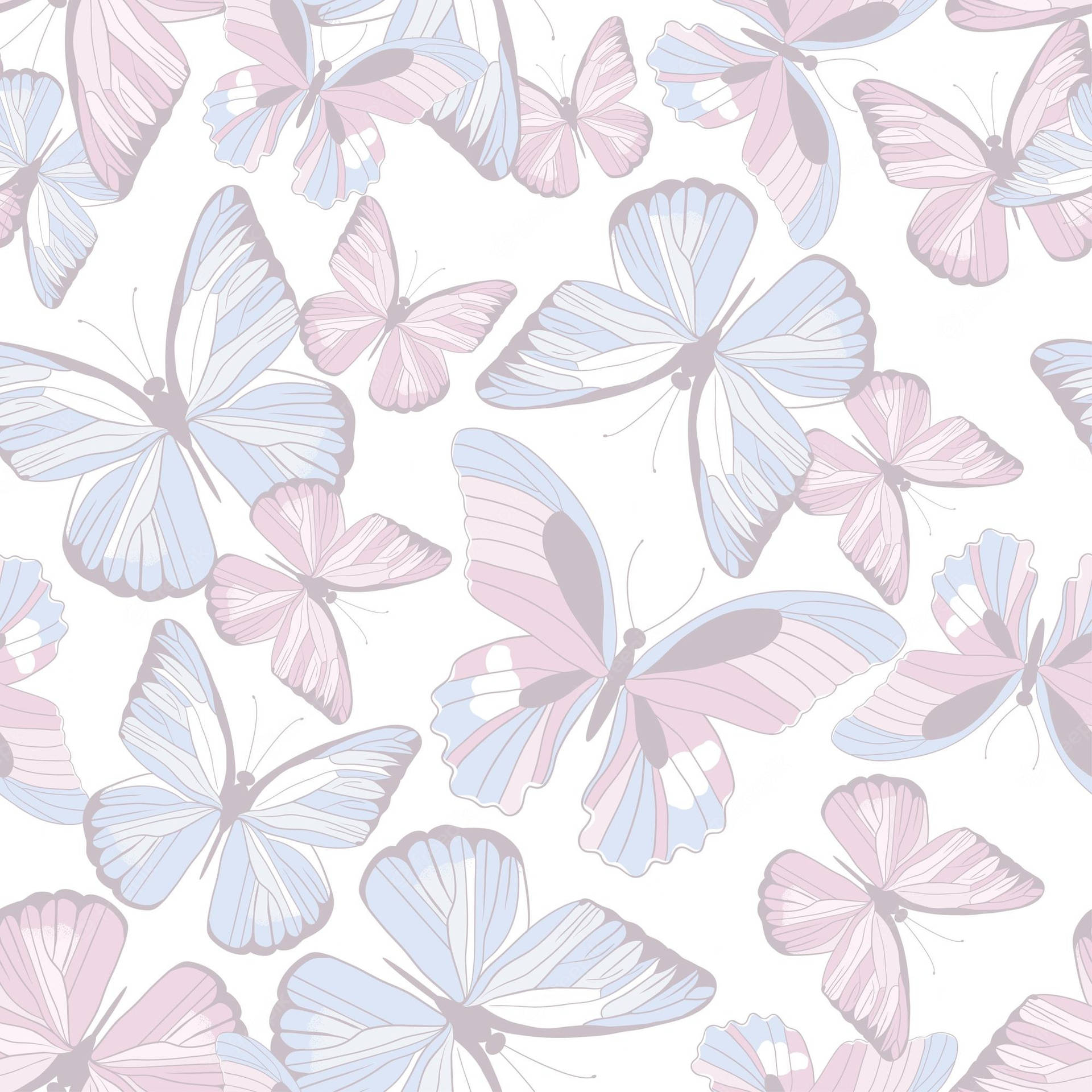 Pastel Butterflies In Blue And Purple Background