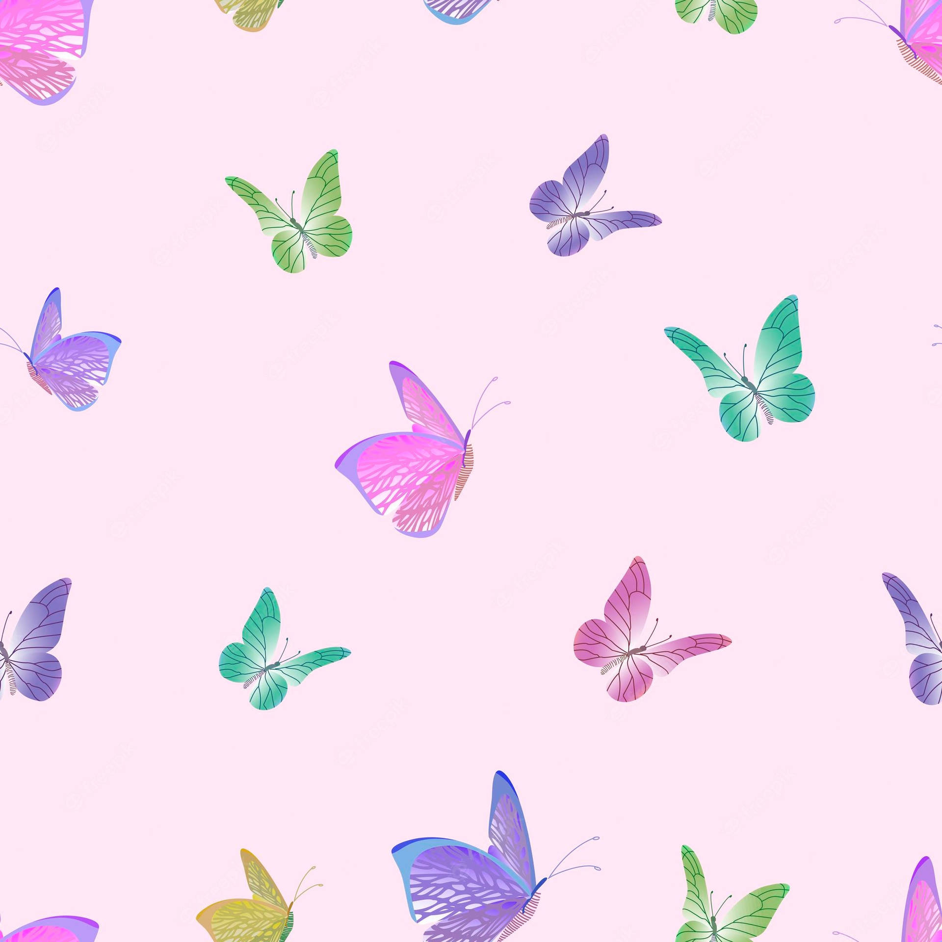 Pastel Butterflies In Pink Background Background