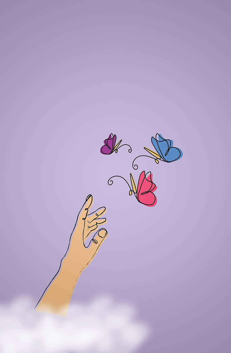 Pastel Butterfly Release Minimalist Art Background