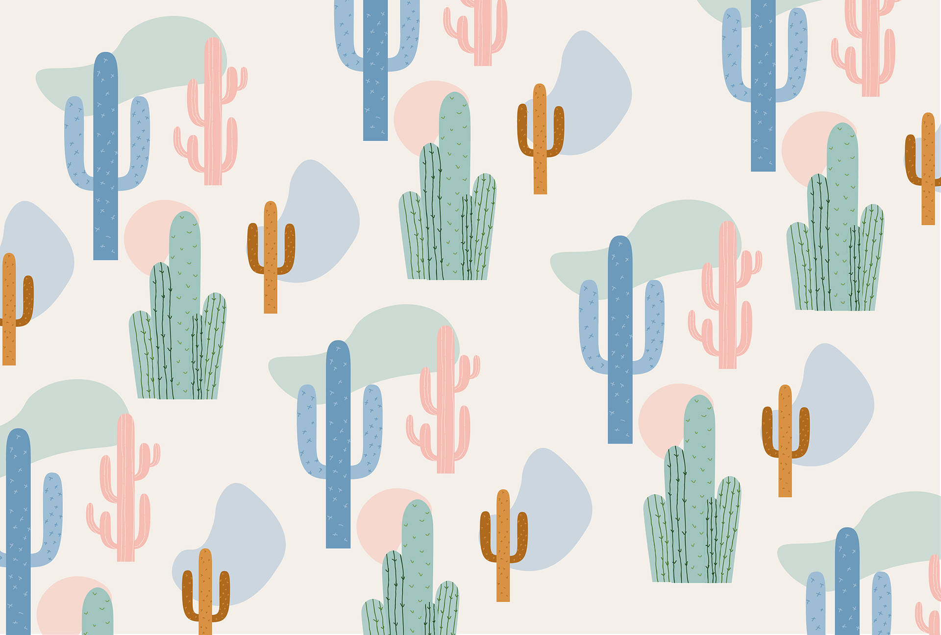 Pastel Cactus Baby Pink Wall Art Pattern Desktop Background