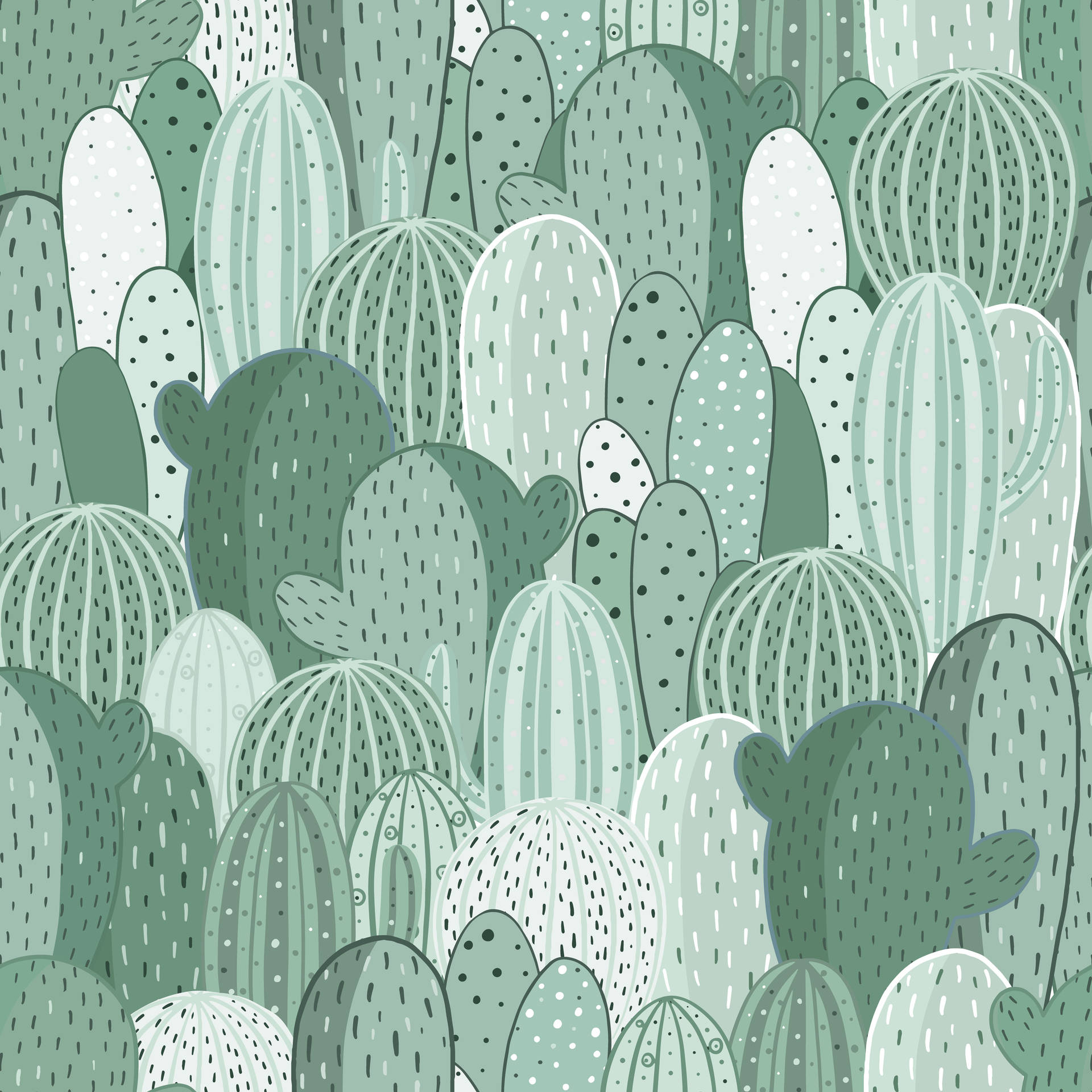 Pastel Cactus Green Leaf Compact Background