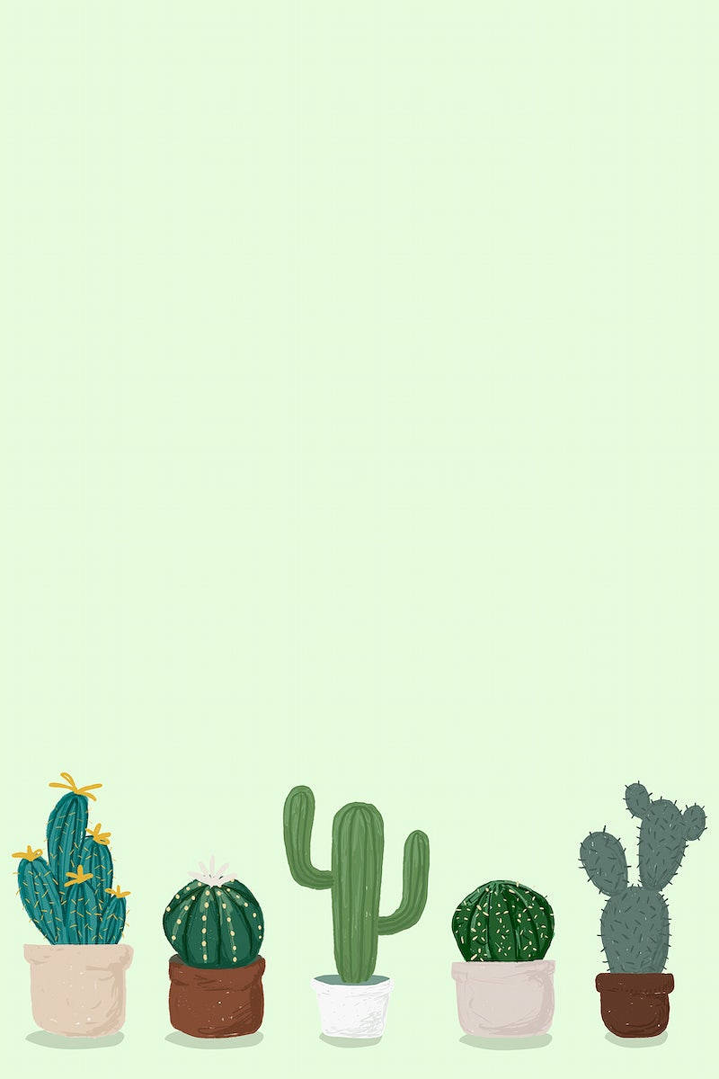 Pastel Cactus Po Light Green Canvas Mobile Background