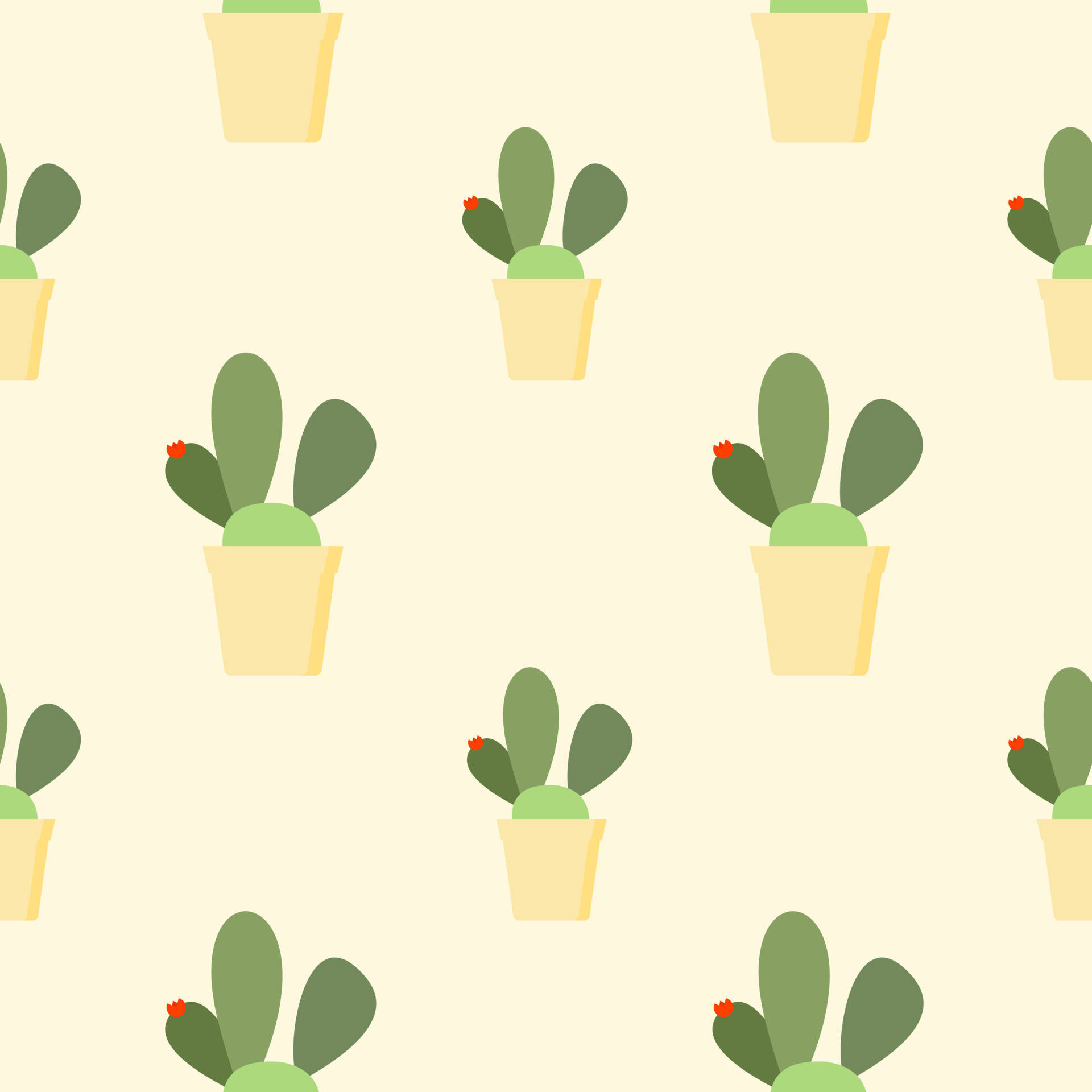 Pastel Cactus Pot In Yellow Pattern Background