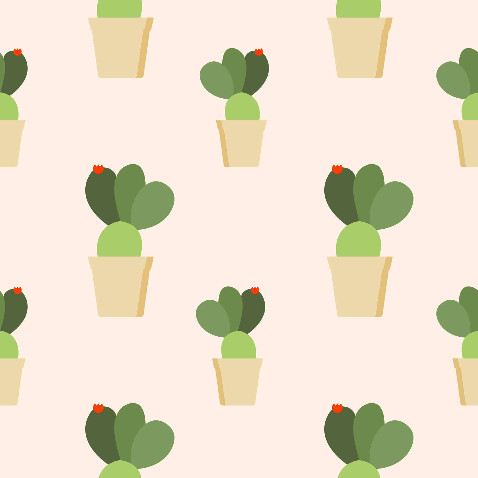 Pastel Cactus Pot Pattern Background