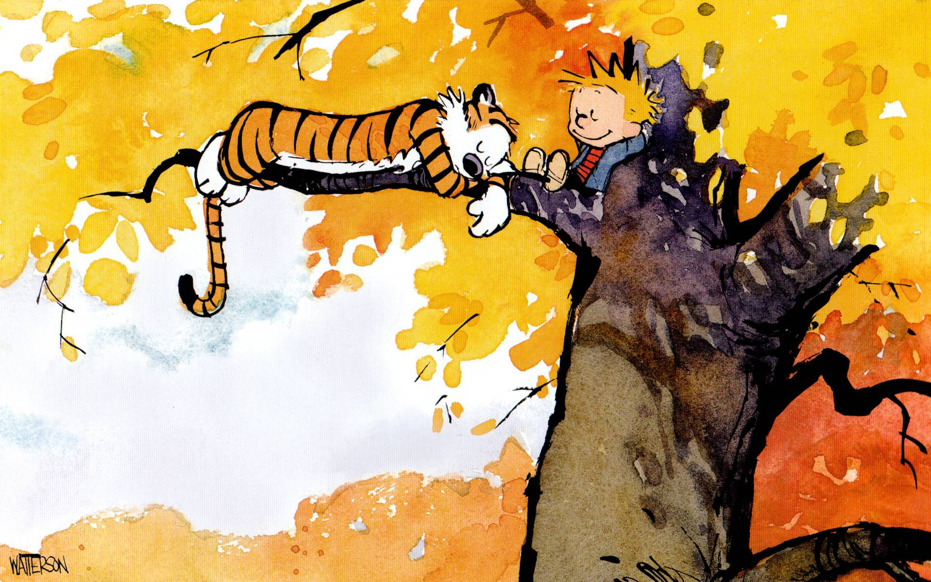 Pastel Calvin And Hobbes Background