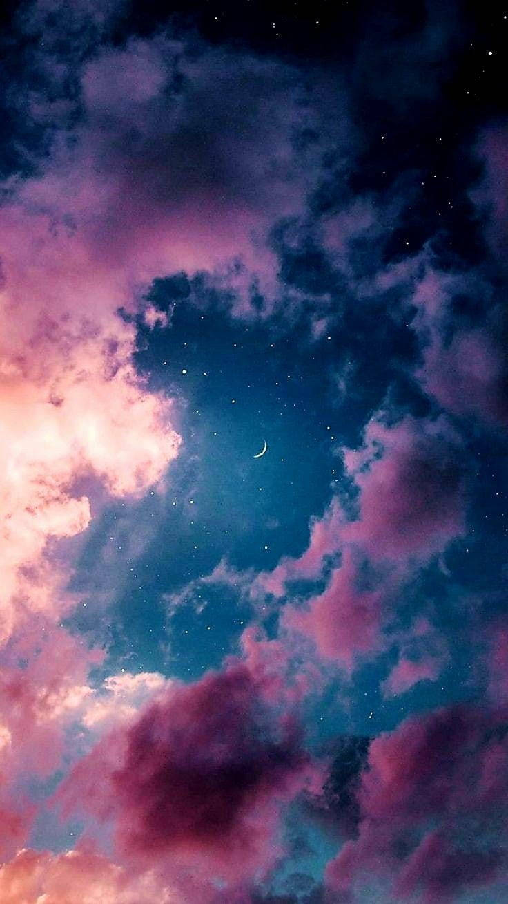 Pastel Clouds Starry Sky