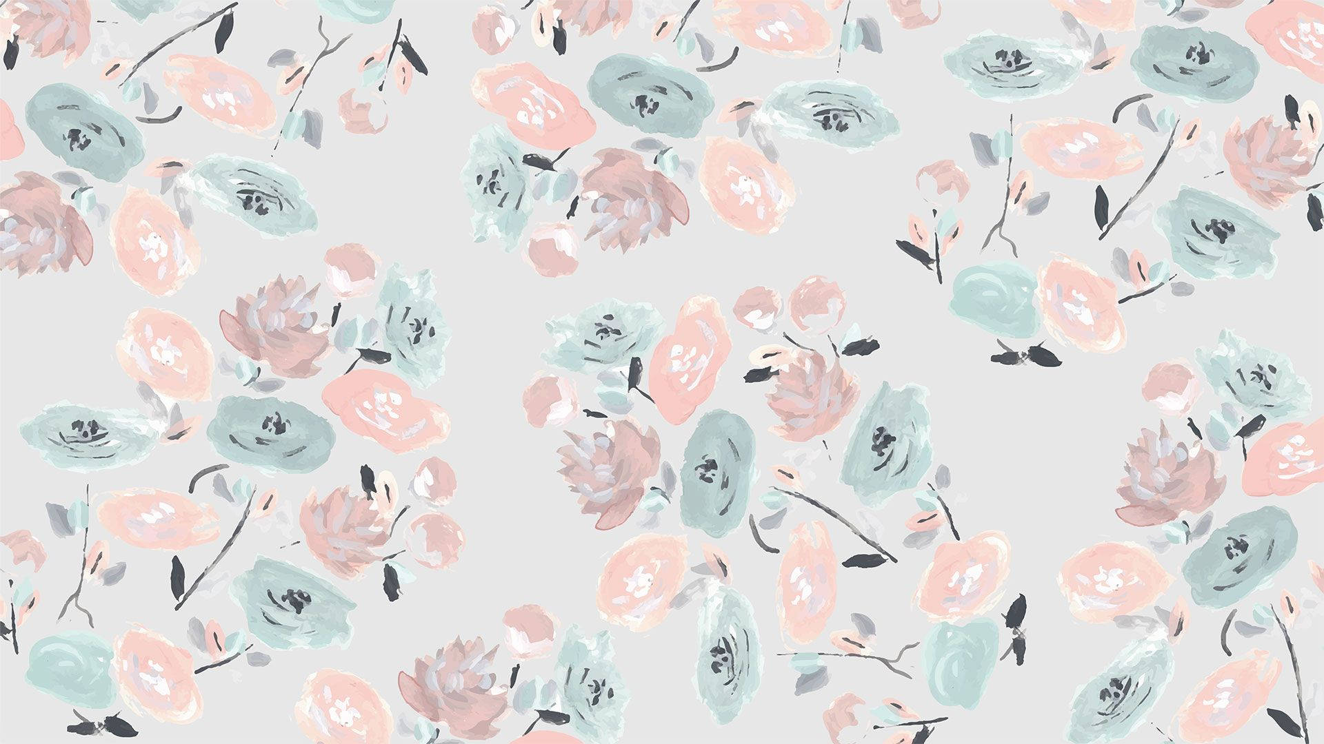 Pastel-colored Floral Desktop Art