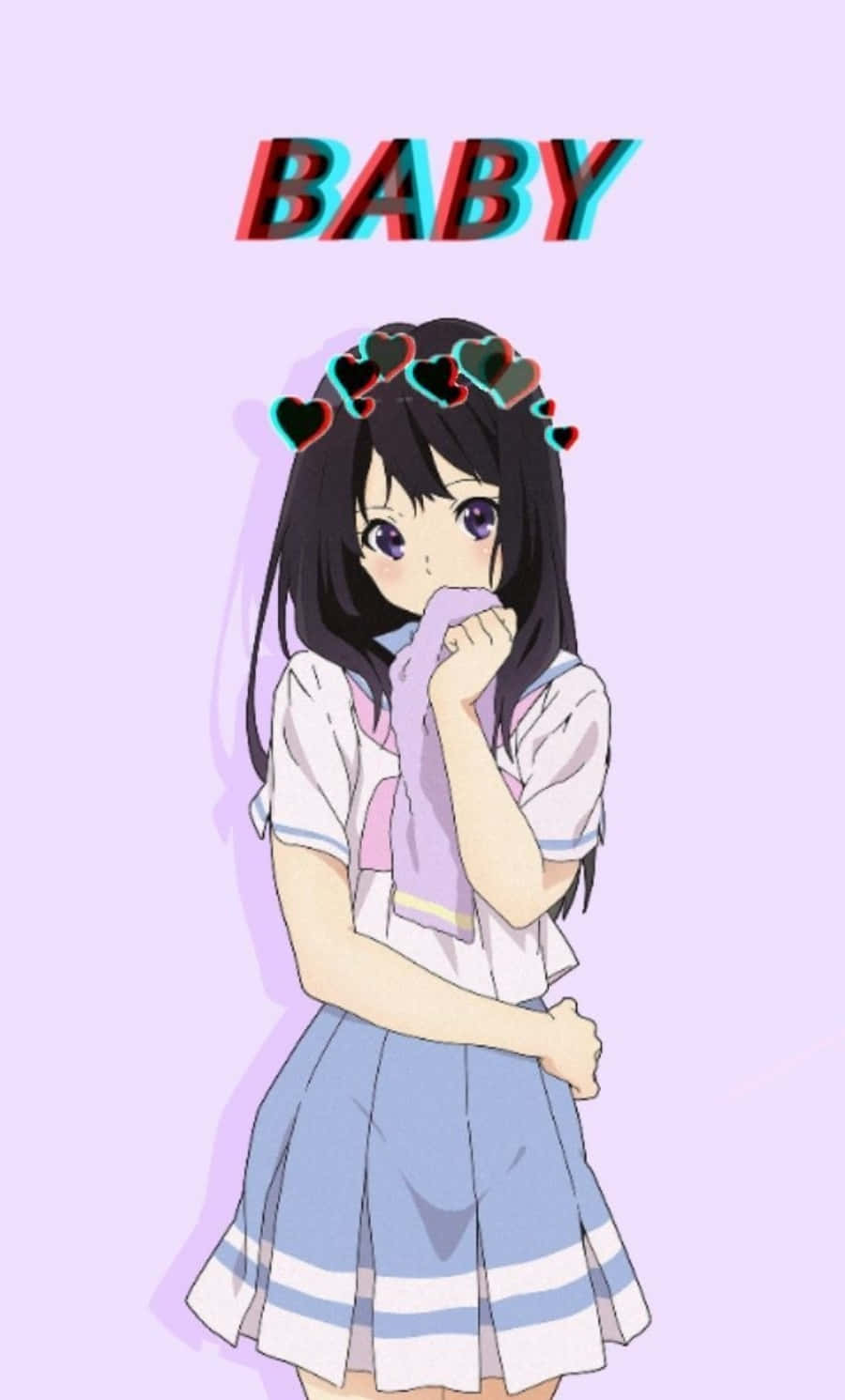 Pastel Cute Glitch Girl Simple Anime Background