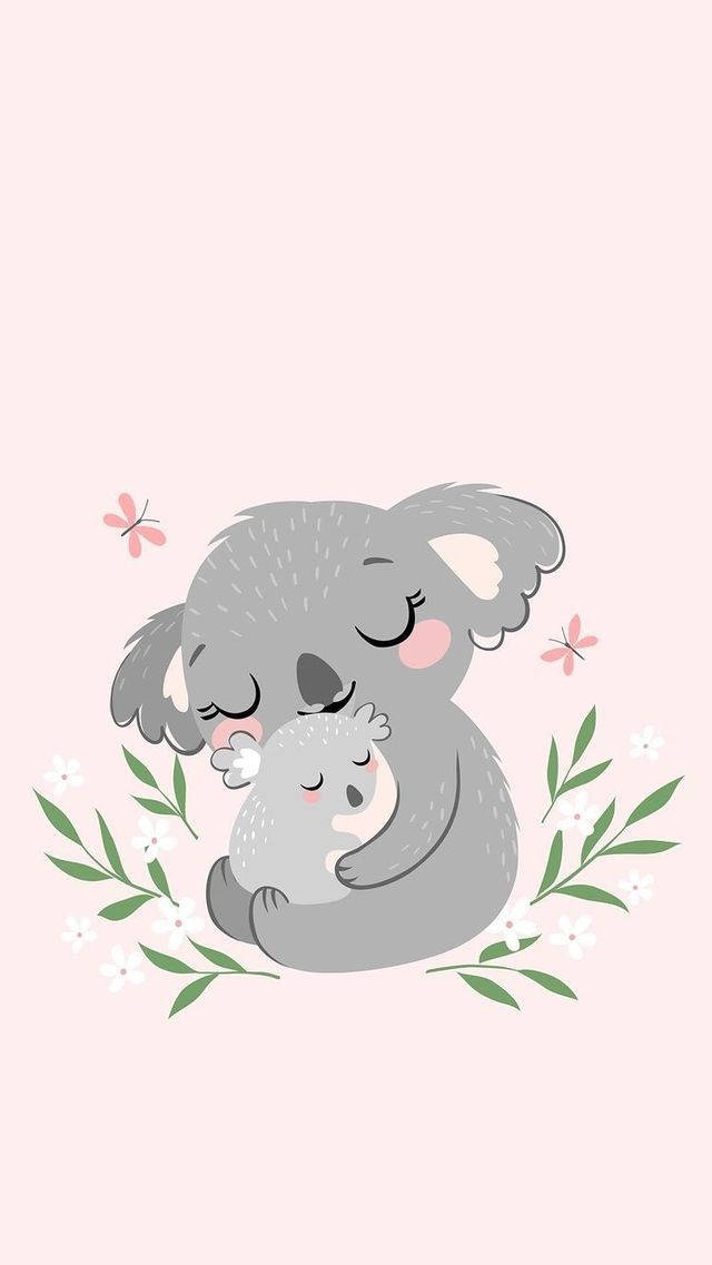 Pastel Cute Lovely Koala Bears Background