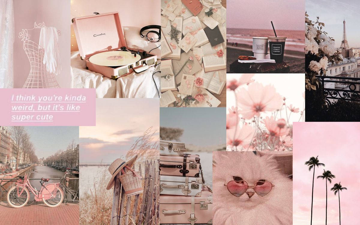 Pastel Cute Pink Stuff Collage Background