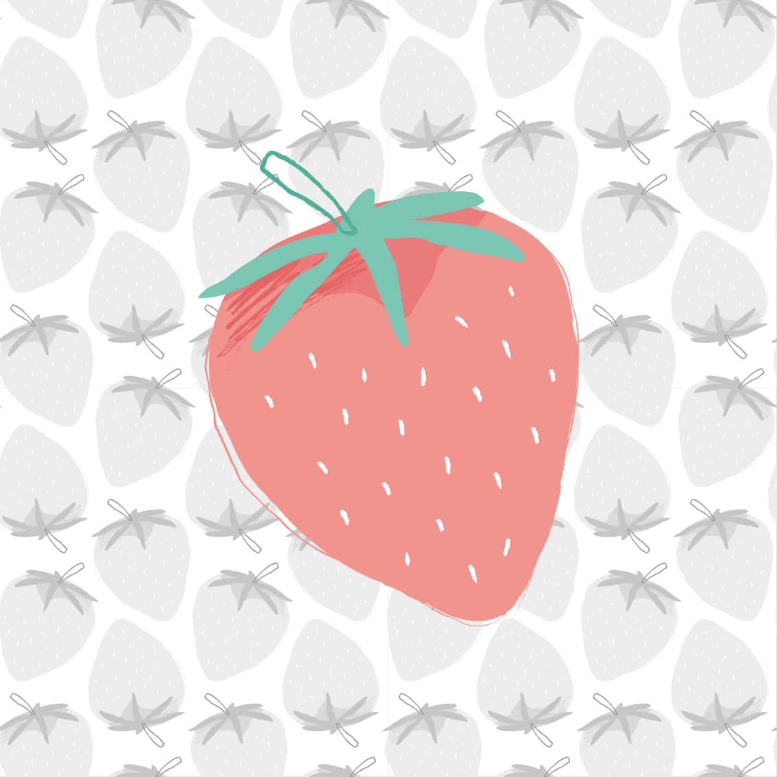 Pastel Cute Strawberry Against Grey Background